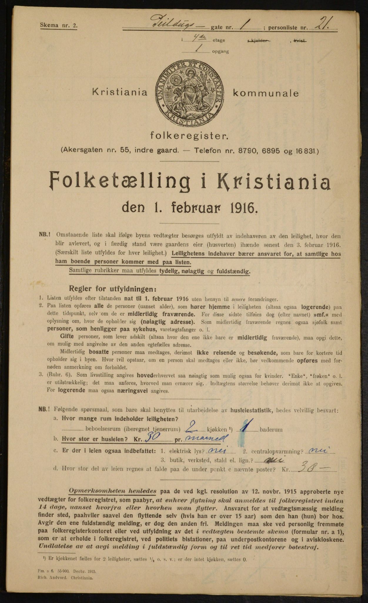 OBA, Kommunal folketelling 1.2.1916 for Kristiania, 1916, s. 96145