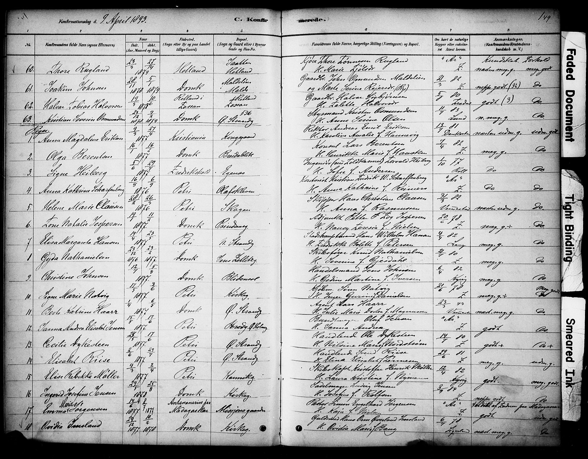 Domkirken sokneprestkontor, AV/SAST-A-101812/001/30/30BA/L0028: Ministerialbok nr. A 27, 1878-1896, s. 149