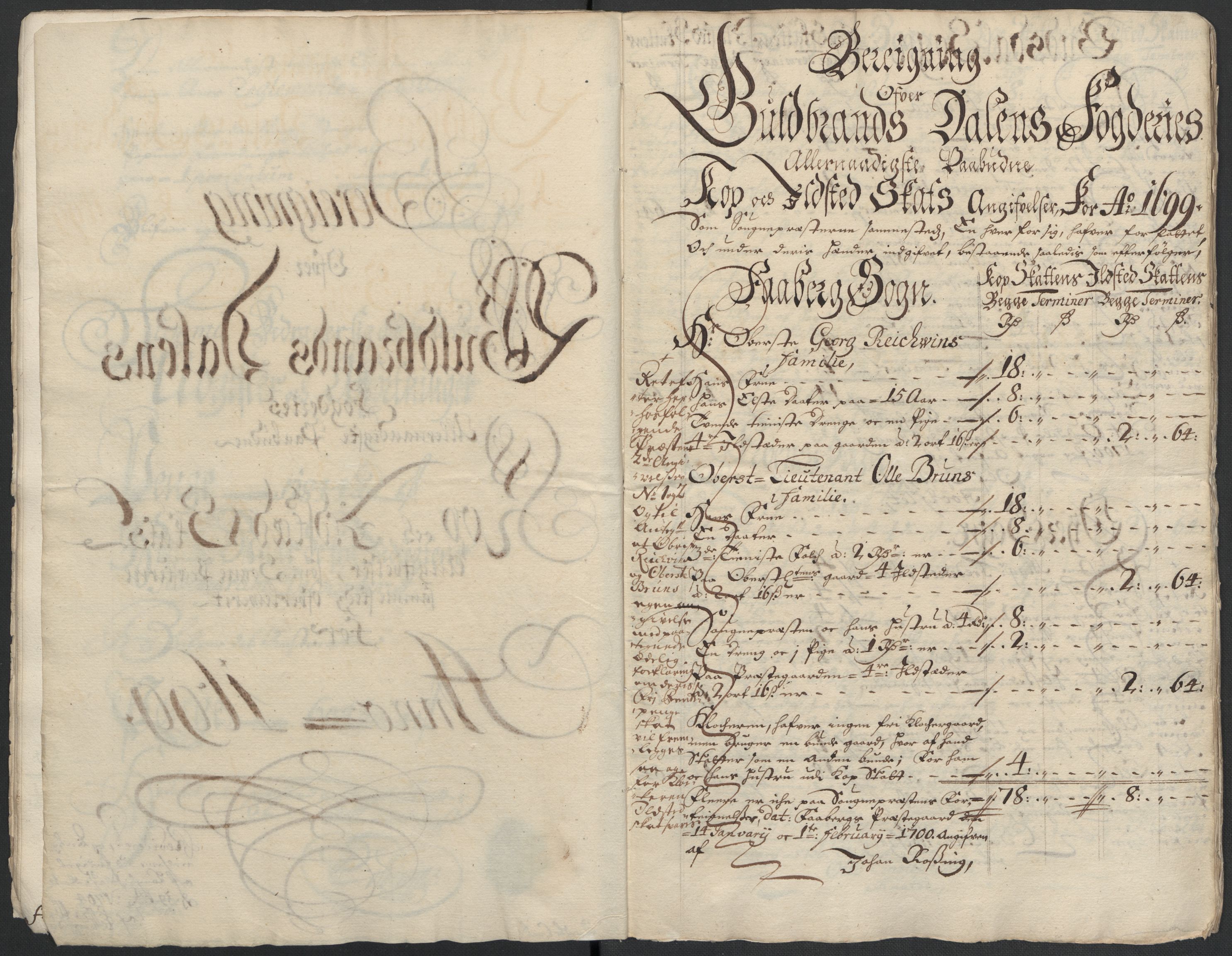 Rentekammeret inntil 1814, Reviderte regnskaper, Fogderegnskap, RA/EA-4092/R17/L1172: Fogderegnskap Gudbrandsdal, 1699, s. 28