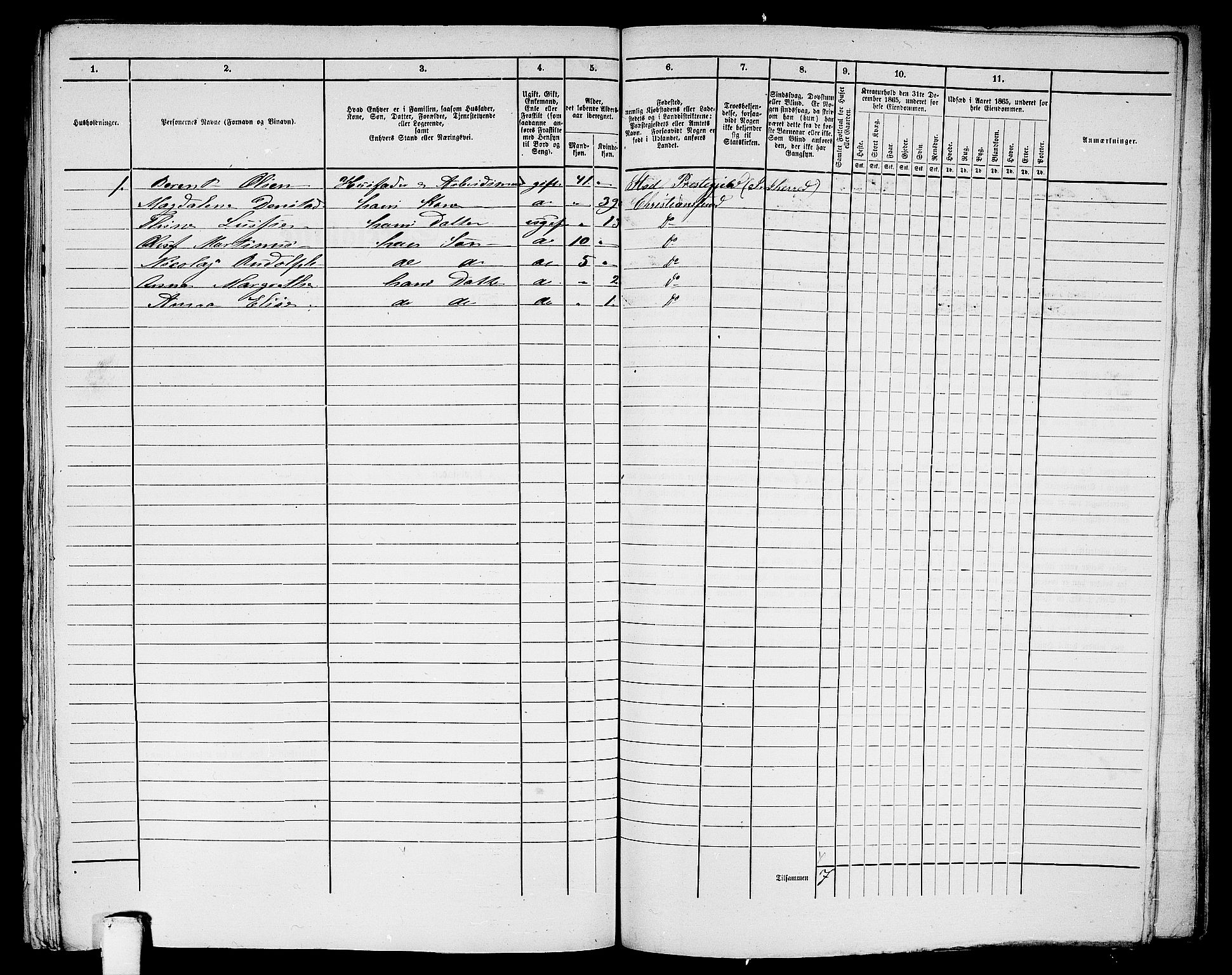 RA, Folketelling 1865 for 1503B Kristiansund prestegjeld, Kristiansund kjøpstad, 1865, s. 999