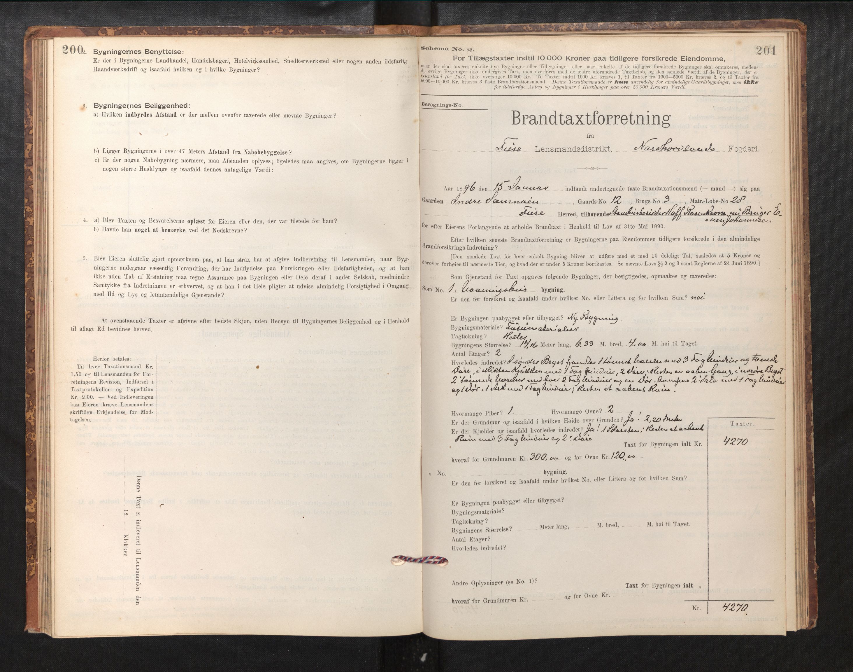 Lensmannen i Fusa, AV/SAB-A-32401/1/0012/L0003: Branntakstprotokoll, skjematakst, 1895-1950, s. 200-201