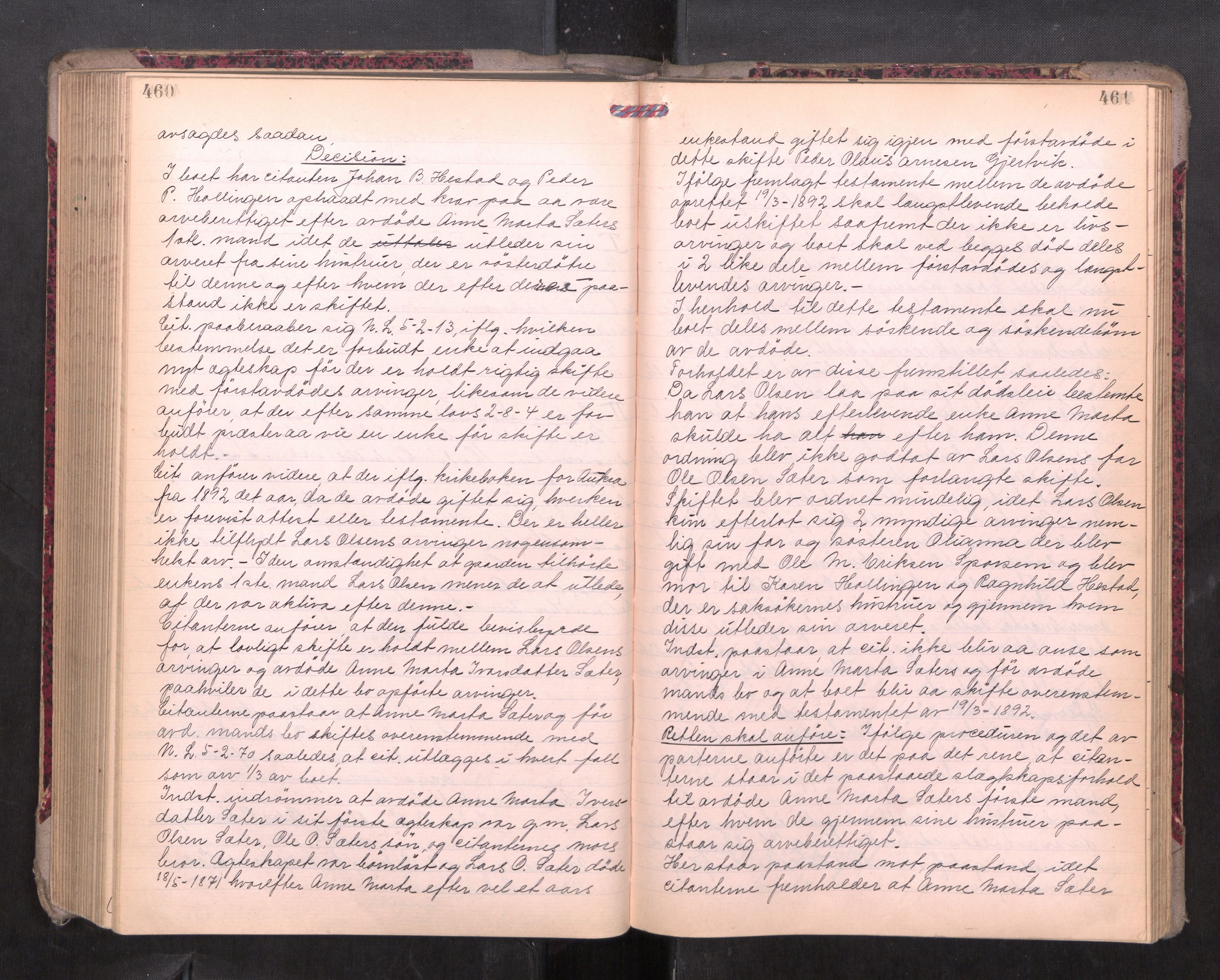 Romsdal sorenskriveri, AV/SAT-A-4149/1/3/3B/L0010: Skiftebehandlingsprotokoll, 1923-1925, s. 460-461
