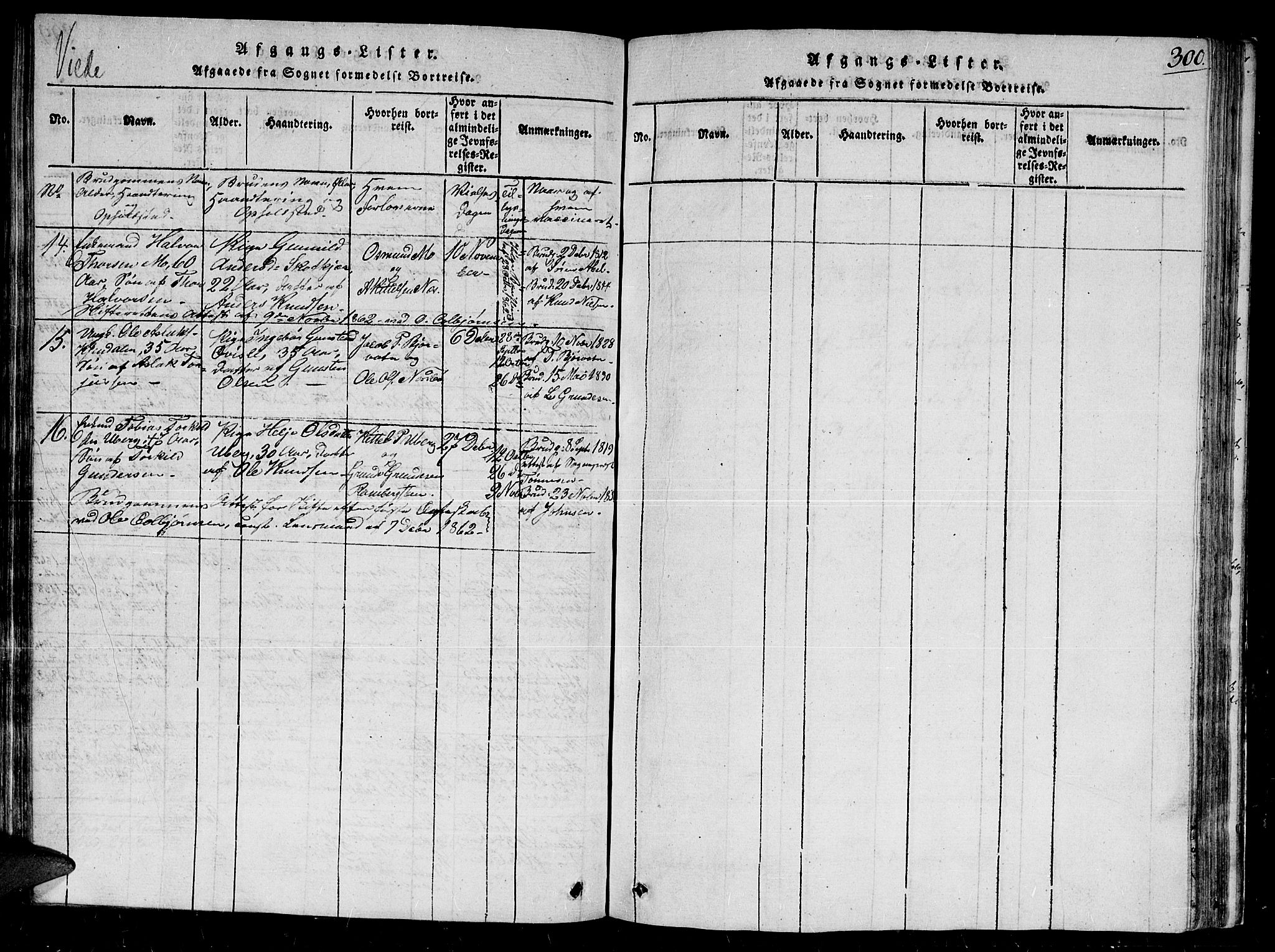 Gjerstad sokneprestkontor, AV/SAK-1111-0014/F/Fb/Fbb/L0001: Klokkerbok nr. B 1, 1813-1863, s. 300