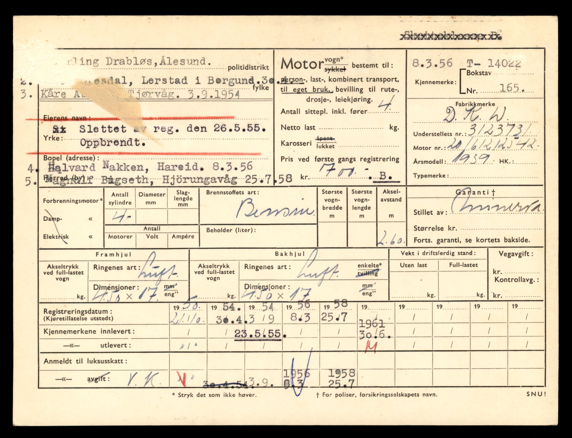 Møre og Romsdal vegkontor - Ålesund trafikkstasjon, AV/SAT-A-4099/F/Fe/L0042: Registreringskort for kjøretøy T 13906 - T 14079, 1927-1998, s. 1769