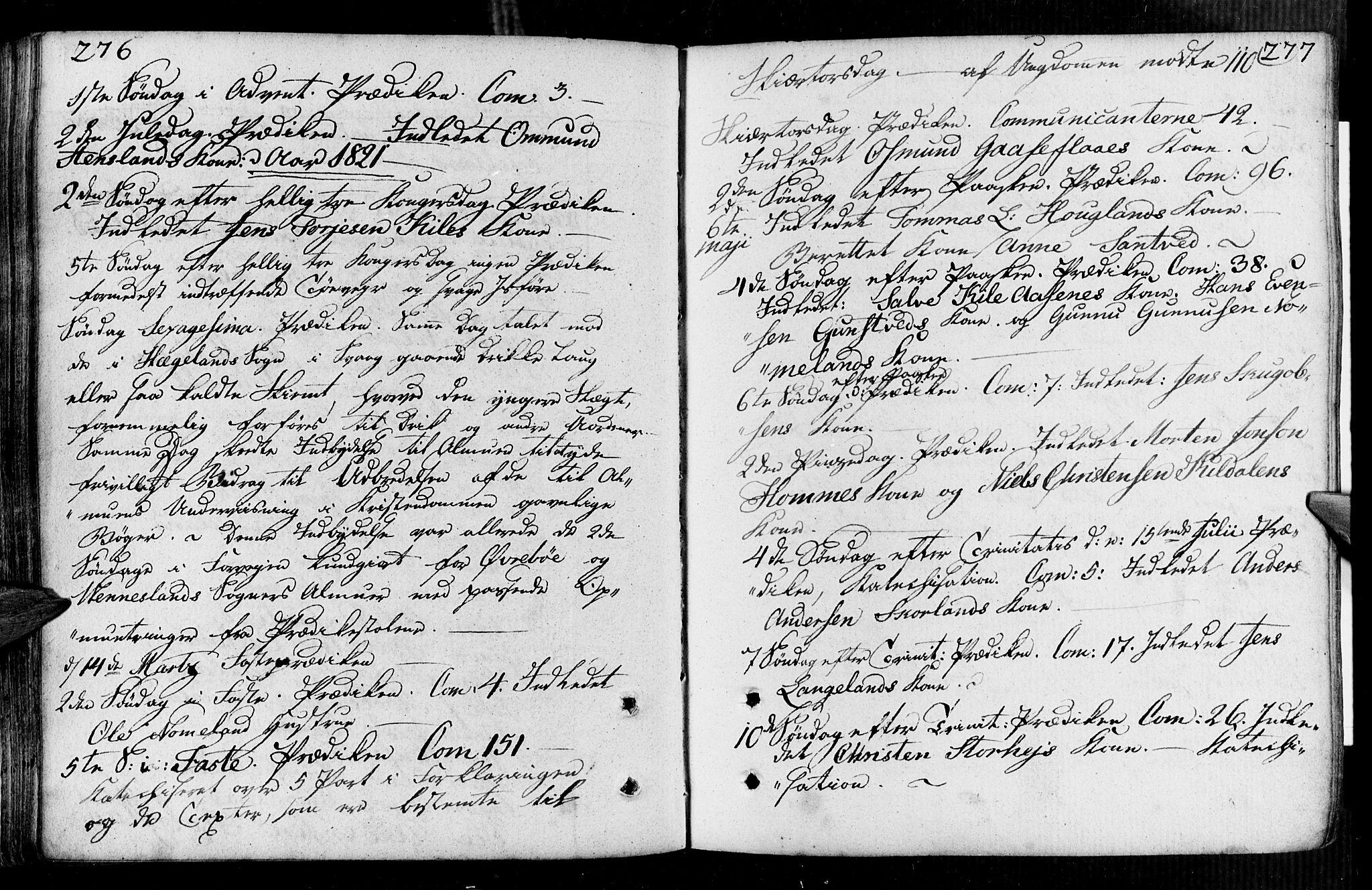 Vennesla sokneprestkontor, AV/SAK-1111-0045/Fa/Faa/L0002: Ministerialbok nr. A 2, 1785-1834, s. 276-277