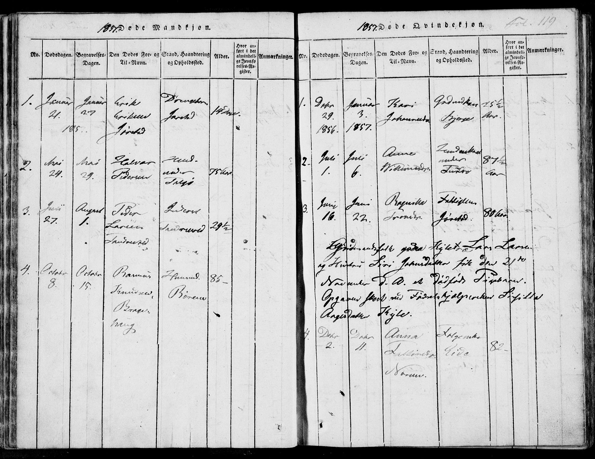 Nedstrand sokneprestkontor, SAST/A-101841/01/IV: Ministerialbok nr. A 7, 1816-1870, s. 119