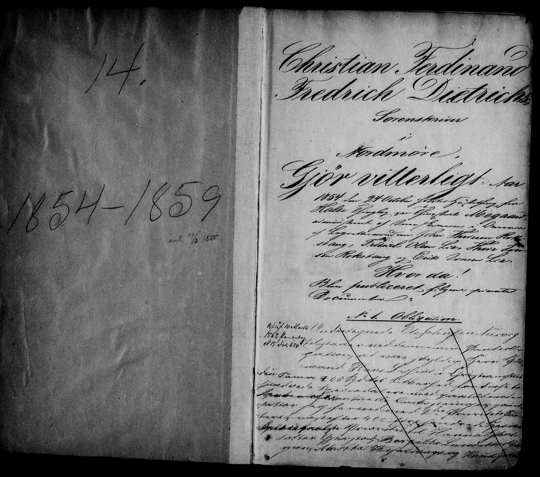 Nordmøre sorenskriveri, AV/SAT-A-4132/1/2/2Ca/L0023: Pantebok nr. 14, 1854-1859, s. 1