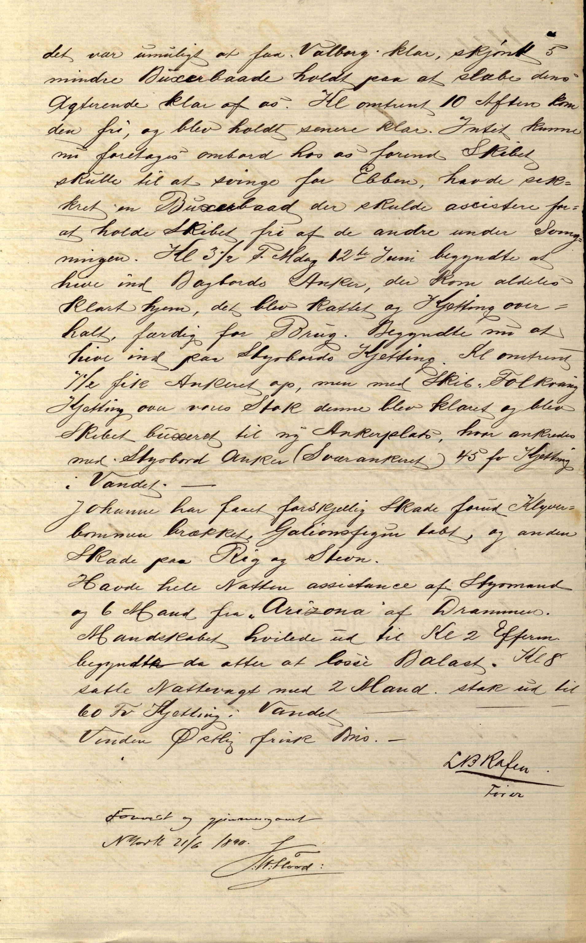 Pa 63 - Østlandske skibsassuranceforening, VEMU/A-1079/G/Ga/L0026/0009: Havaridokumenter / Rex, Resolve, Regulator, Familien, Falcon, Johanne, 1890, s. 57