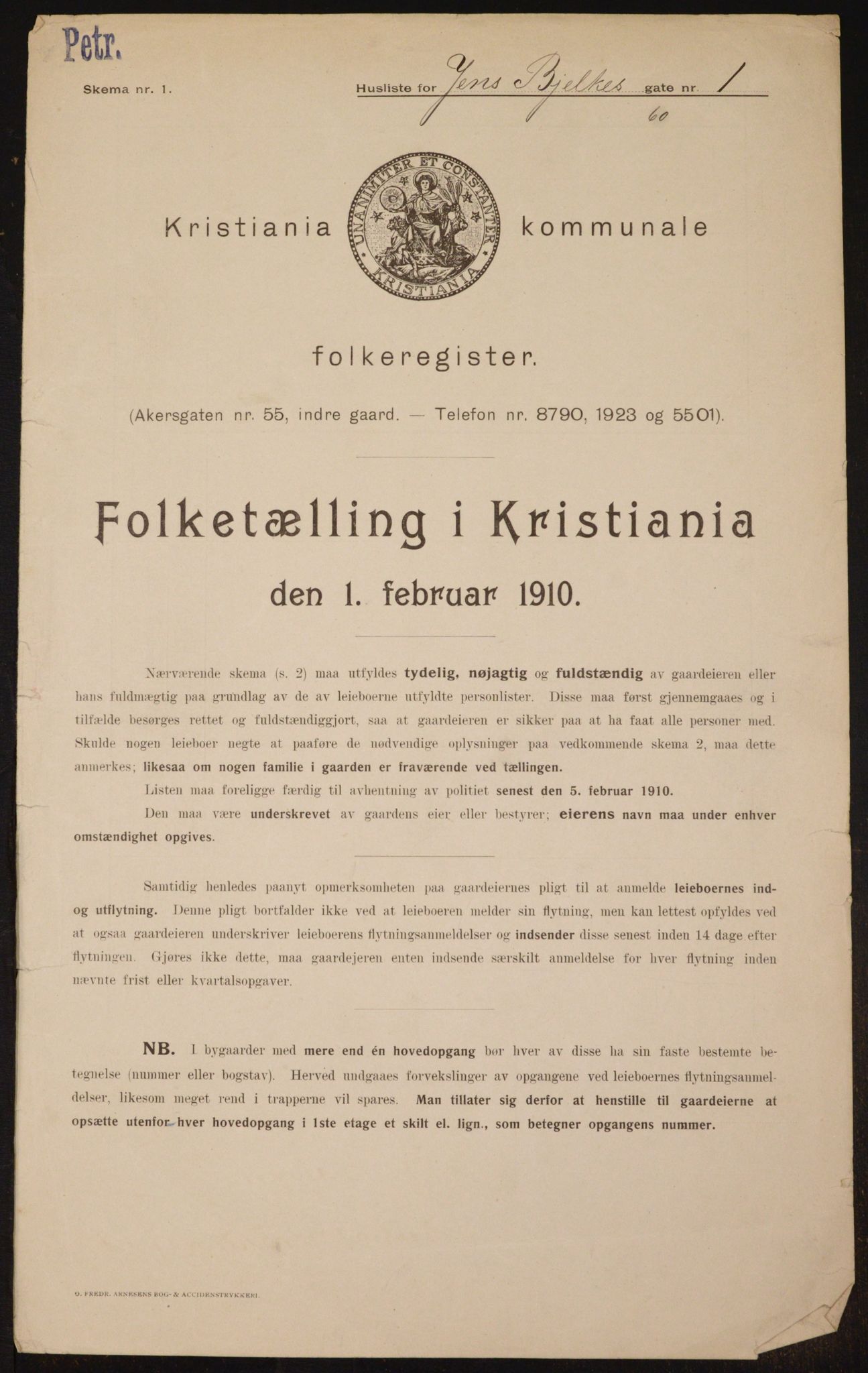 OBA, Kommunal folketelling 1.2.1910 for Kristiania, 1910, s. 44138