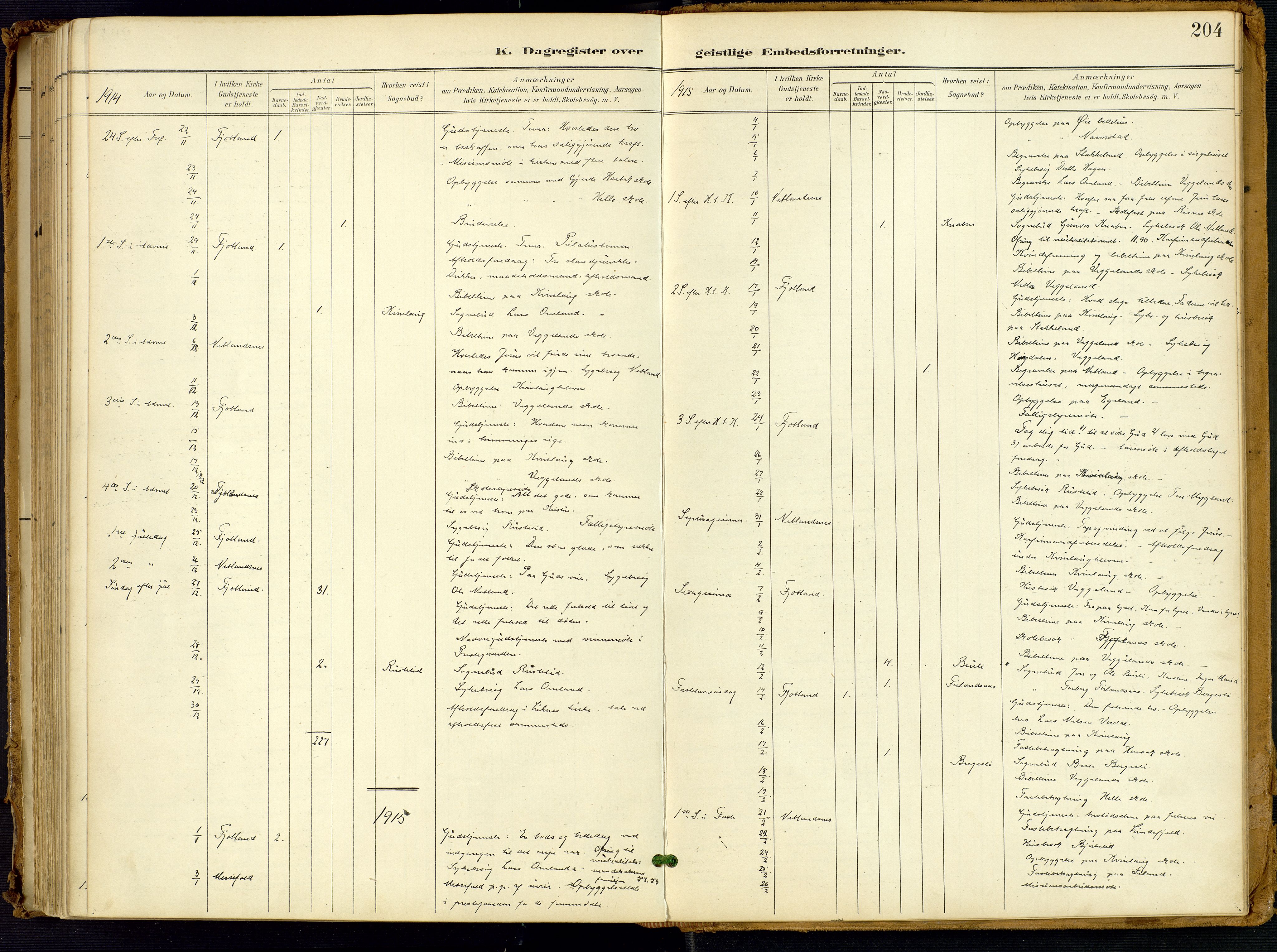 Fjotland sokneprestkontor, AV/SAK-1111-0010/F/Fa/L0003: Ministerialbok nr. A 3, 1899-1917, s. 204