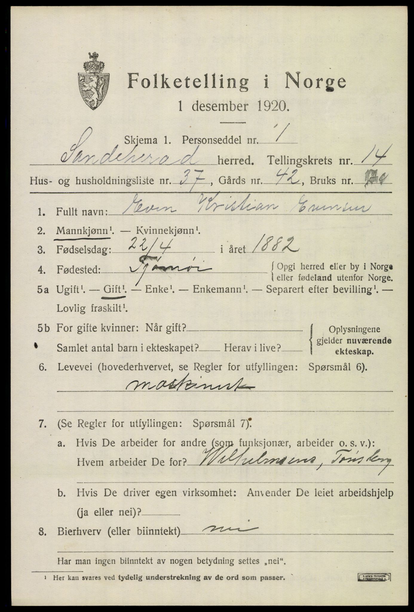 SAKO, Folketelling 1920 for 0724 Sandeherred herred, 1920, s. 20680