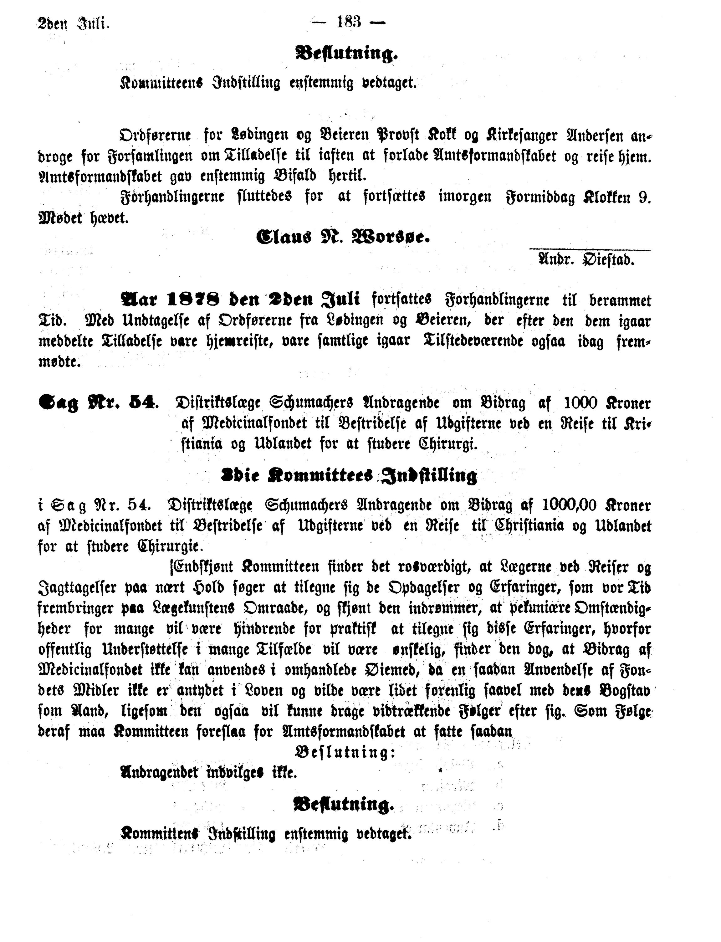 Nordland Fylkeskommune. Fylkestinget, AIN/NFK-17/176/A/Ac/L0012: Fylkestingsforhandlinger 1878, 1878, s. 183