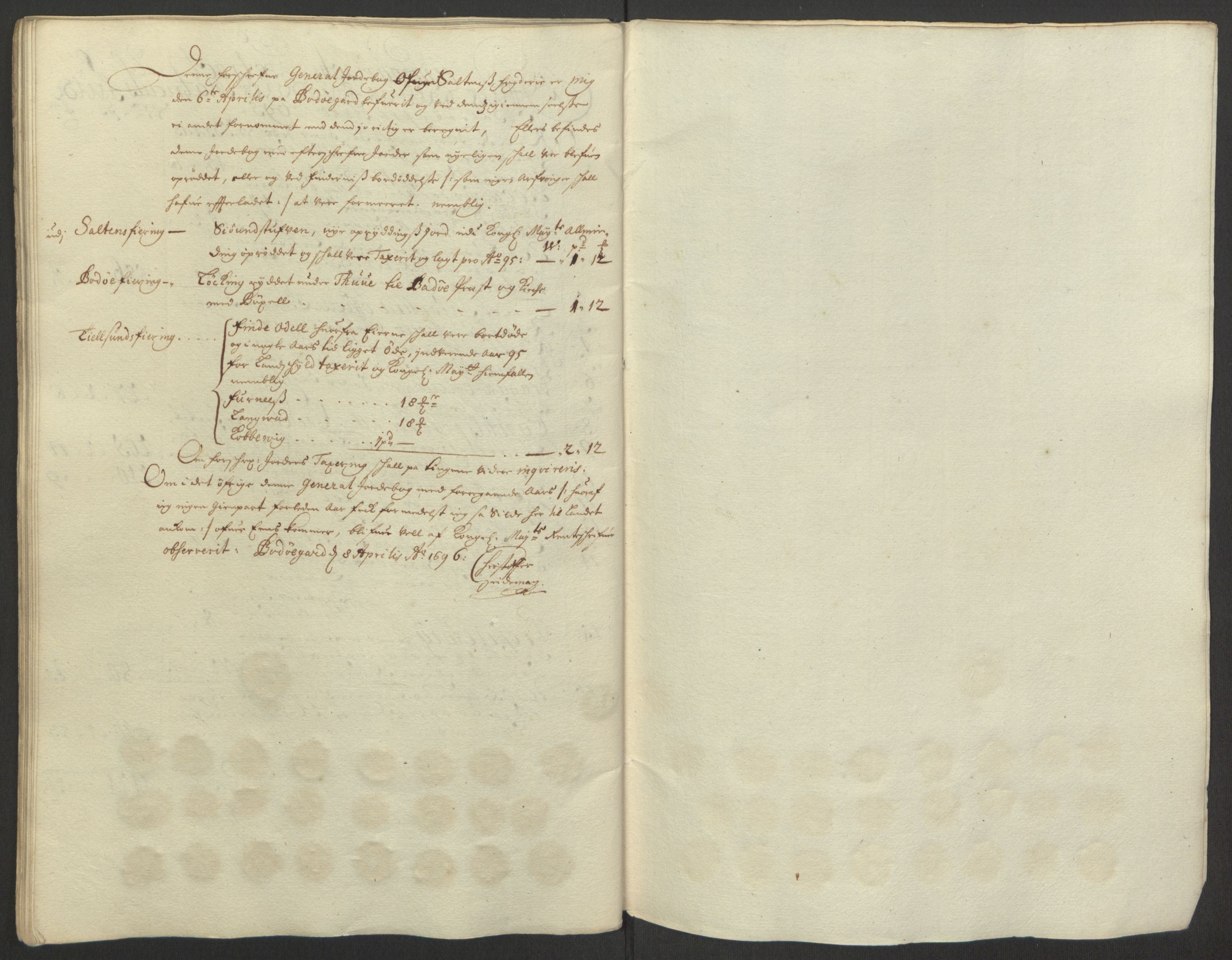 Rentekammeret inntil 1814, Reviderte regnskaper, Fogderegnskap, AV/RA-EA-4092/R66/L4578: Fogderegnskap Salten, 1694-1696, s. 141
