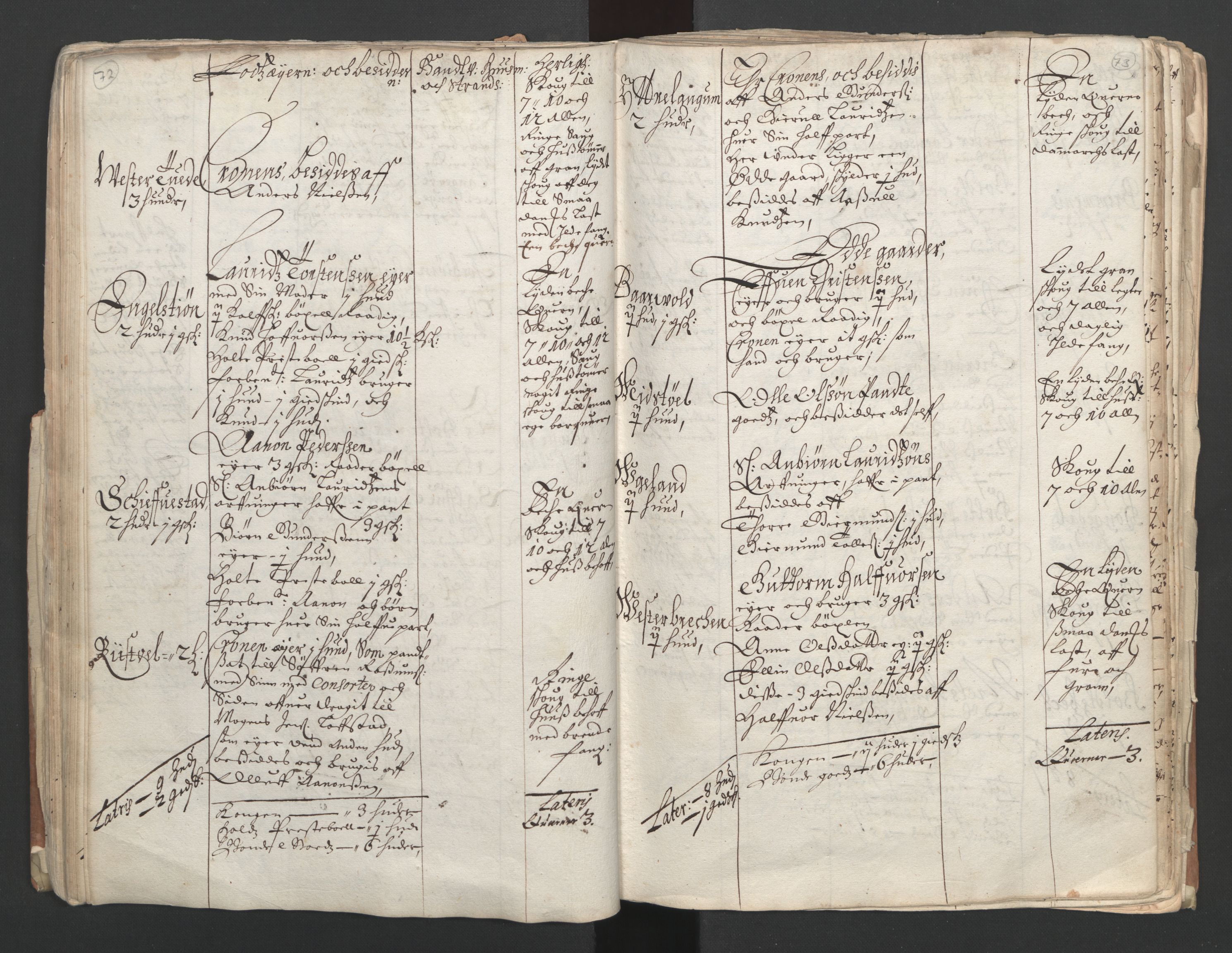 Rentekammeret inntil 1814, Realistisk ordnet avdeling, RA/EA-4070/L/L0020/0002: Agder lagdømme: / Alminnelig jordebok. Nedenes len, 1661, s. 72-73