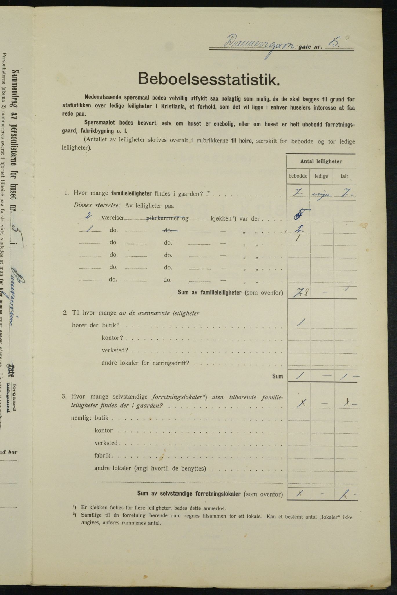 OBA, Kommunal folketelling 1.2.1913 for Kristiania, 1913, s. 15116