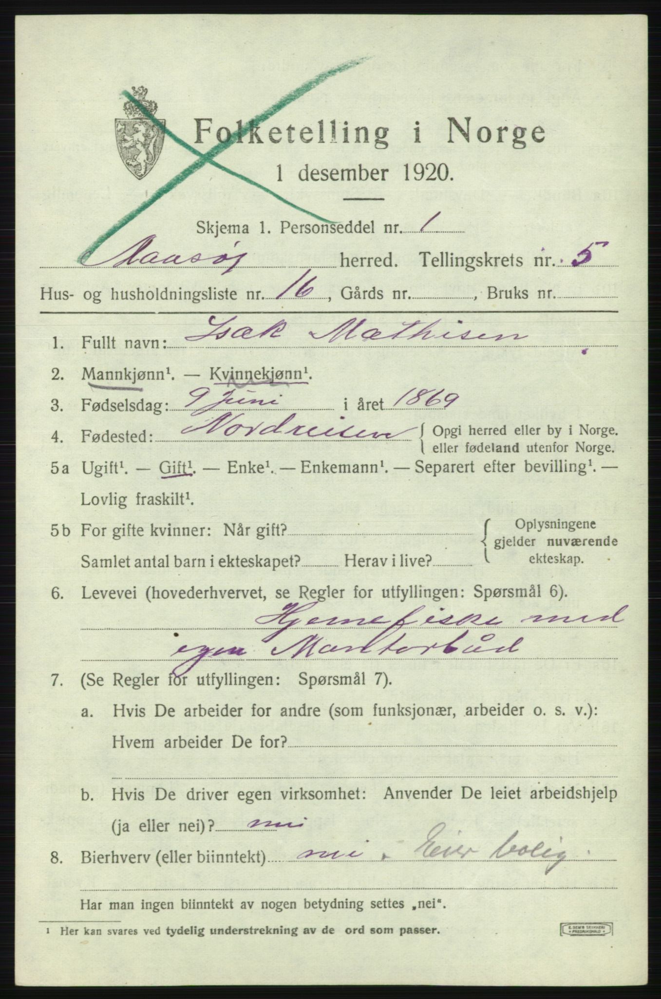 SATØ, Folketelling 1920 for 2018 Måsøy herred, 1920, s. 2632