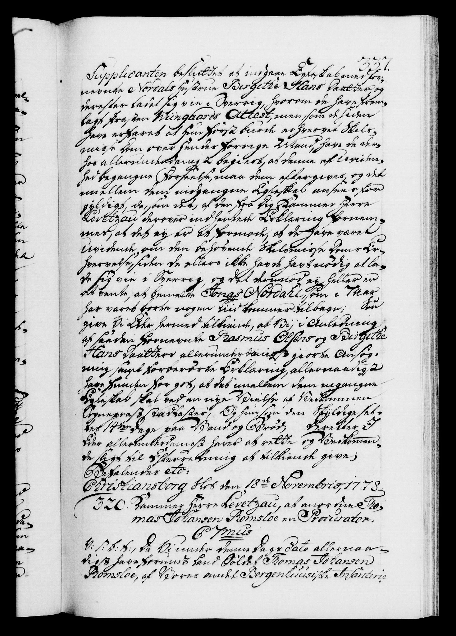Danske Kanselli 1572-1799, AV/RA-EA-3023/F/Fc/Fca/Fcab/L0042: Norske tegnelser, 1777-1781, s. 337a
