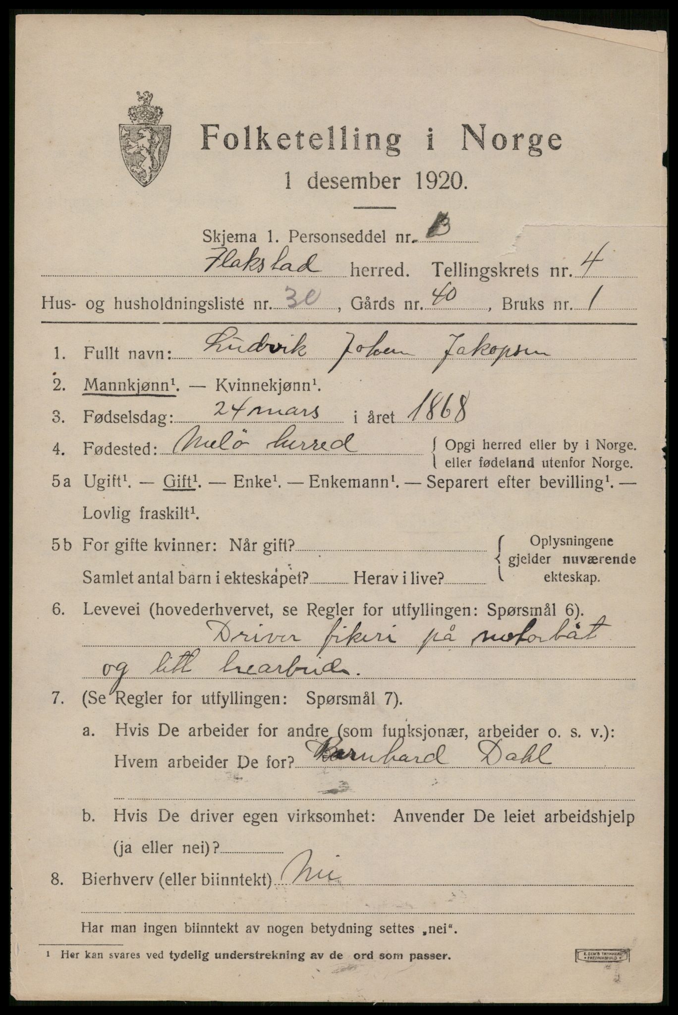 SAT, Folketelling 1920 for 1859 Flakstad herred, 1920, s. 3201