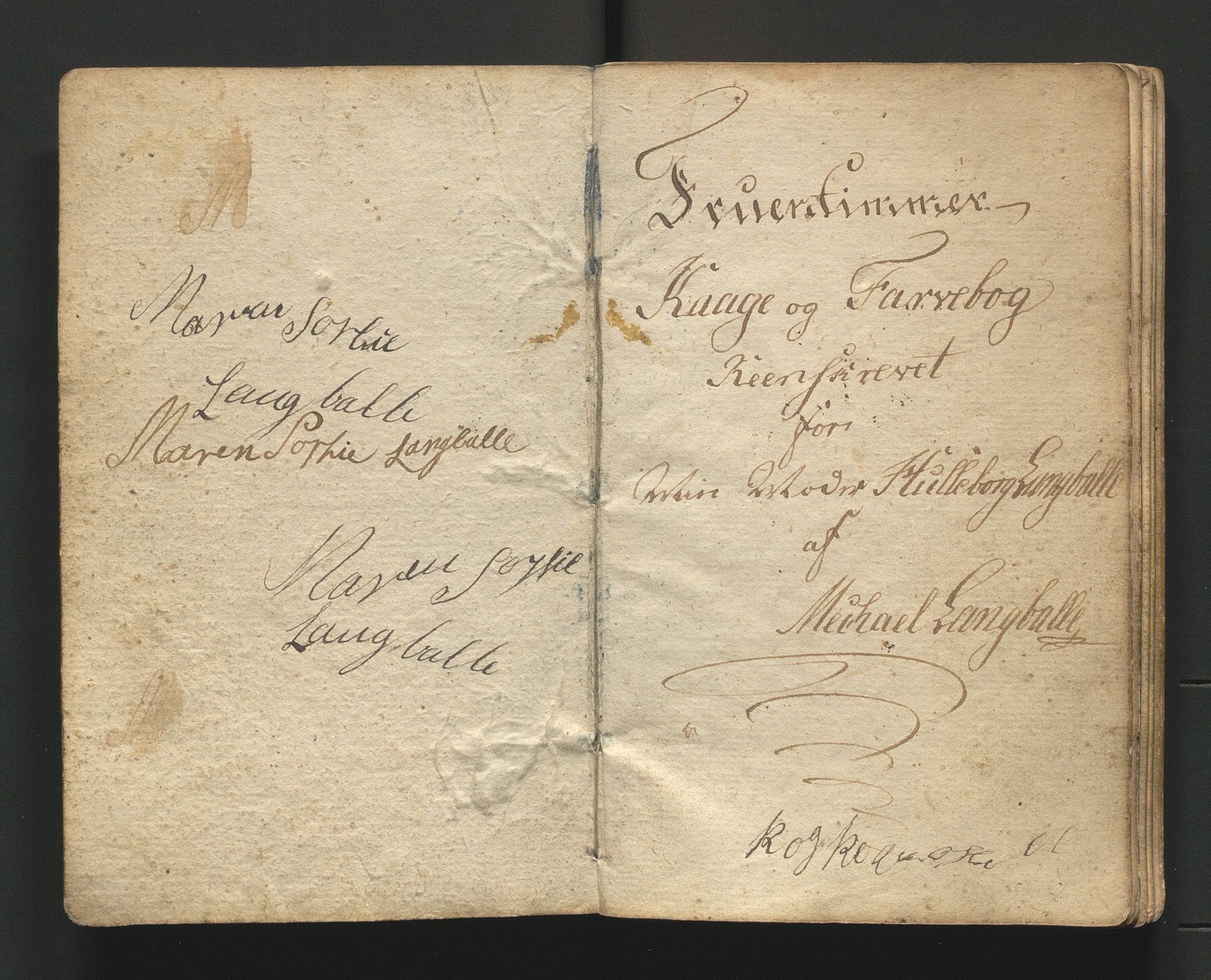 Pa 1464 - Langballe, Hulleborg, AV/SAST-A-101779/F/L0001: Oppskriftsbok, 1805-1810