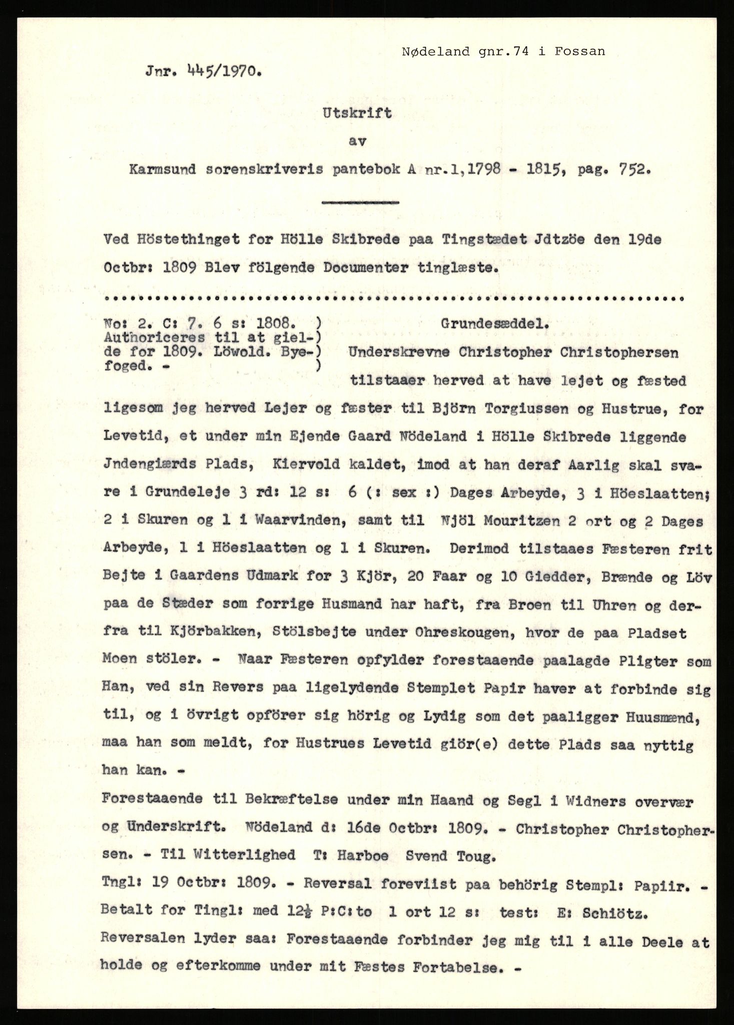 Statsarkivet i Stavanger, SAST/A-101971/03/Y/Yj/L0064: Avskrifter sortert etter gårdsnavn: Noreim - Odland i Bjerkreim, 1750-1930, s. 439