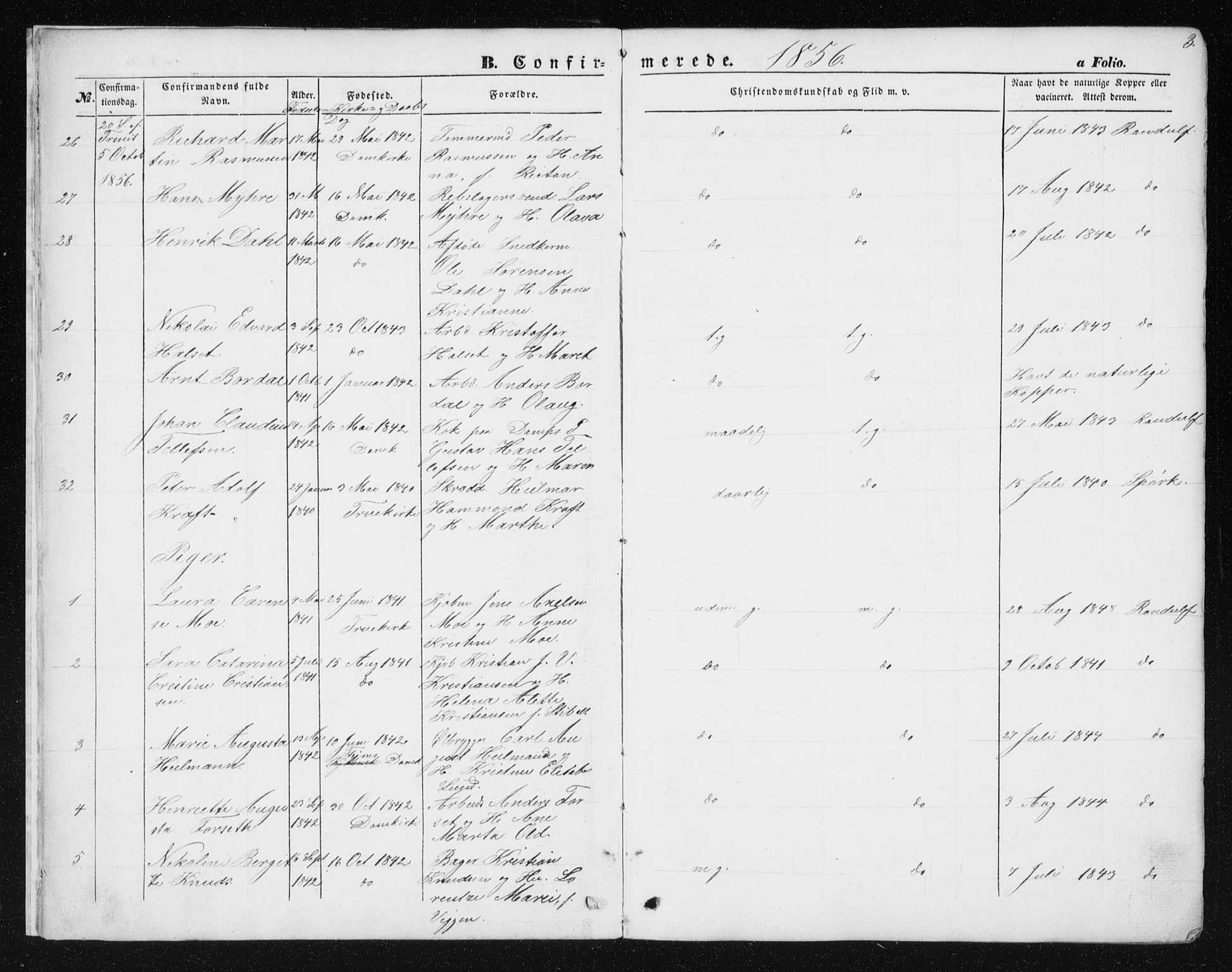 Ministerialprotokoller, klokkerbøker og fødselsregistre - Sør-Trøndelag, SAT/A-1456/602/L0114: Ministerialbok nr. 602A12, 1856-1872, s. 3