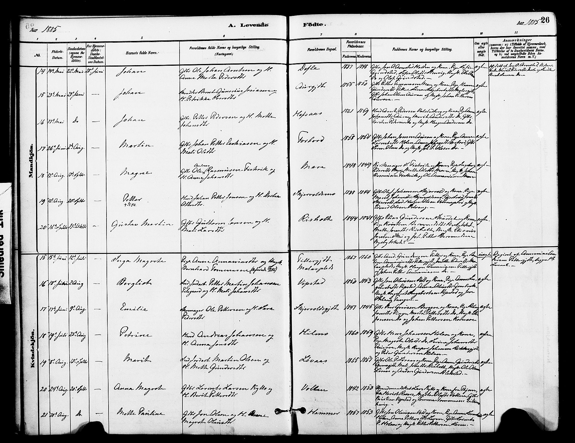 Ministerialprotokoller, klokkerbøker og fødselsregistre - Nord-Trøndelag, AV/SAT-A-1458/712/L0100: Ministerialbok nr. 712A01, 1880-1900, s. 26