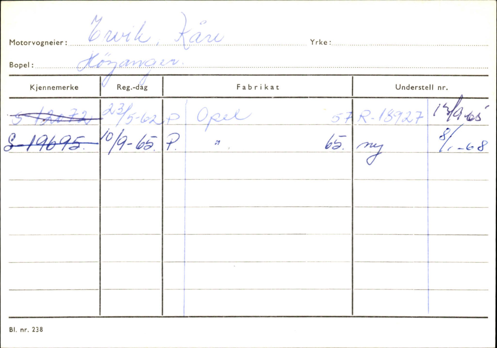 Statens vegvesen, Sogn og Fjordane vegkontor, SAB/A-5301/4/F/L0130: Eigarregister Eid T-Å. Høyanger A-O, 1945-1975, s. 1130