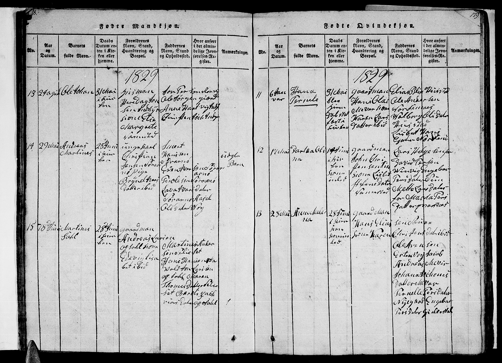 Ministerialprotokoller, klokkerbøker og fødselsregistre - Nordland, AV/SAT-A-1459/805/L0105: Klokkerbok nr. 805C01, 1820-1839, s. 178-179