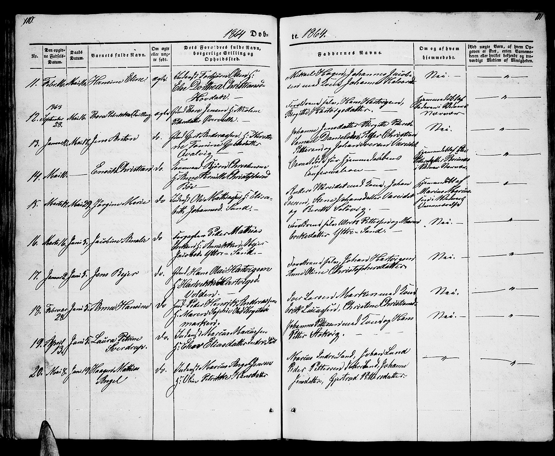 Ministerialprotokoller, klokkerbøker og fødselsregistre - Nordland, AV/SAT-A-1459/885/L1212: Klokkerbok nr. 885C01, 1847-1873, s. 110-111