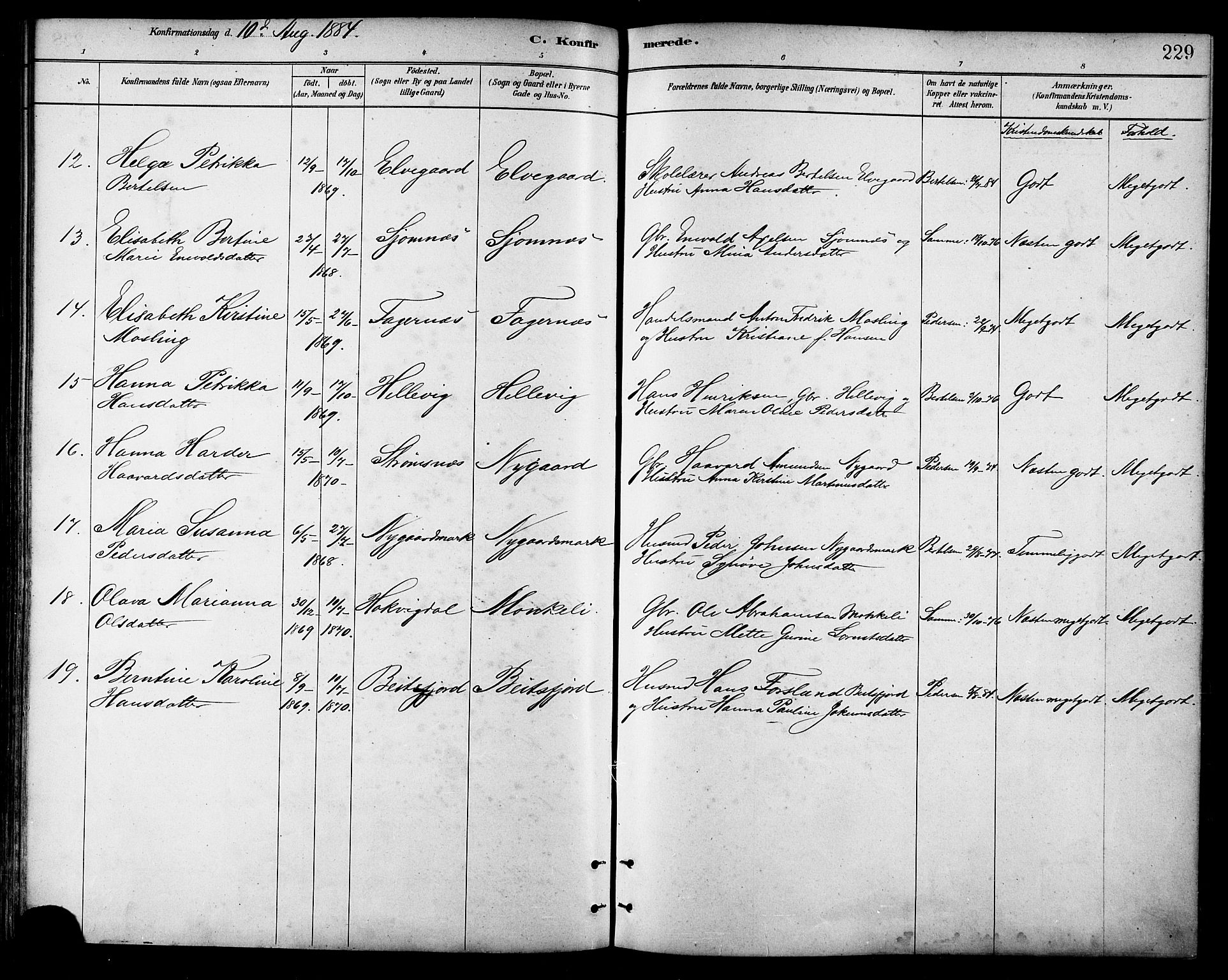 Ministerialprotokoller, klokkerbøker og fødselsregistre - Nordland, AV/SAT-A-1459/866/L0938: Ministerialbok nr. 866A01, 1879-1893, s. 229