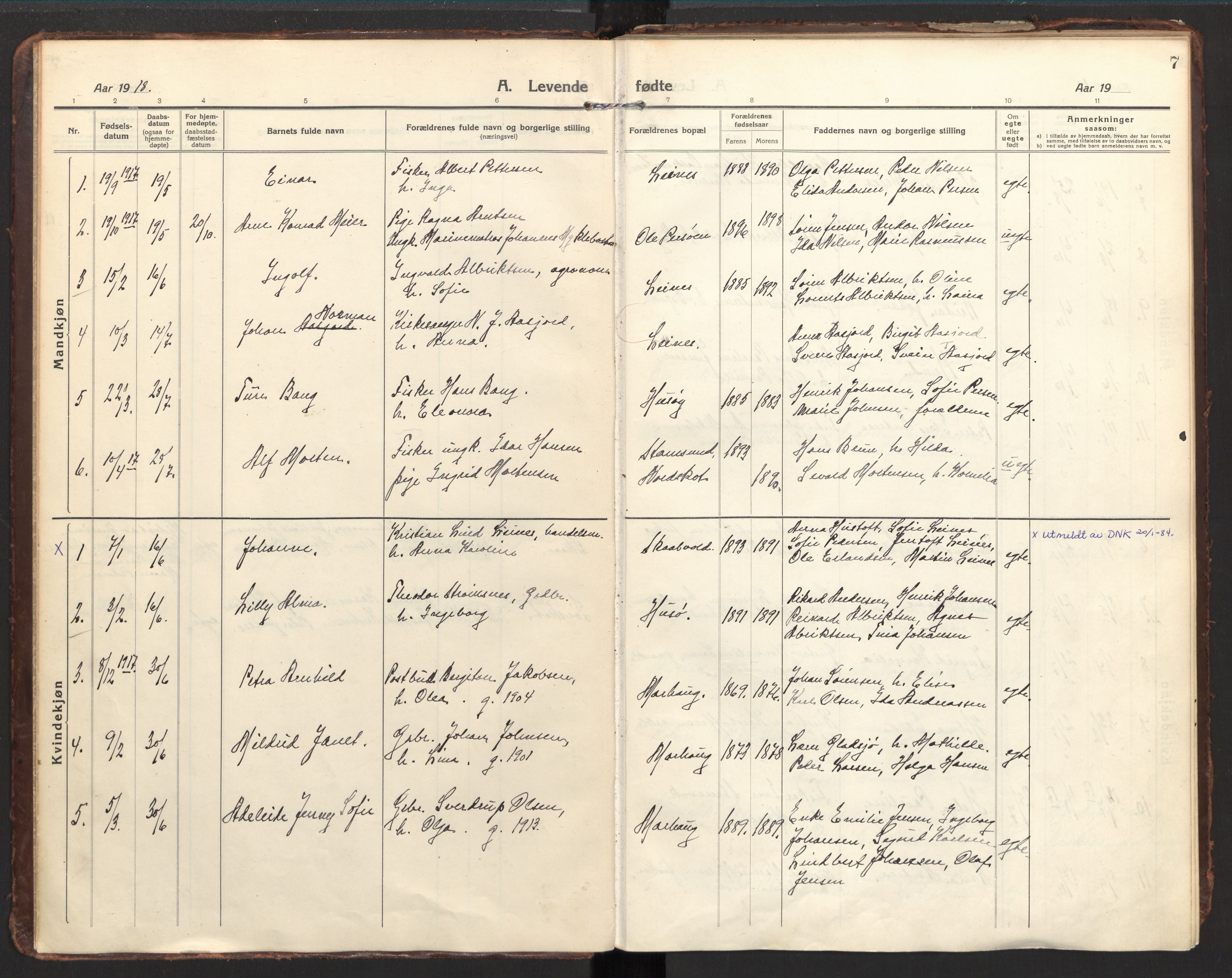 Ministerialprotokoller, klokkerbøker og fødselsregistre - Nordland, AV/SAT-A-1459/857/L0824: Ministerialbok nr. 857A04, 1917-1943, s. 7