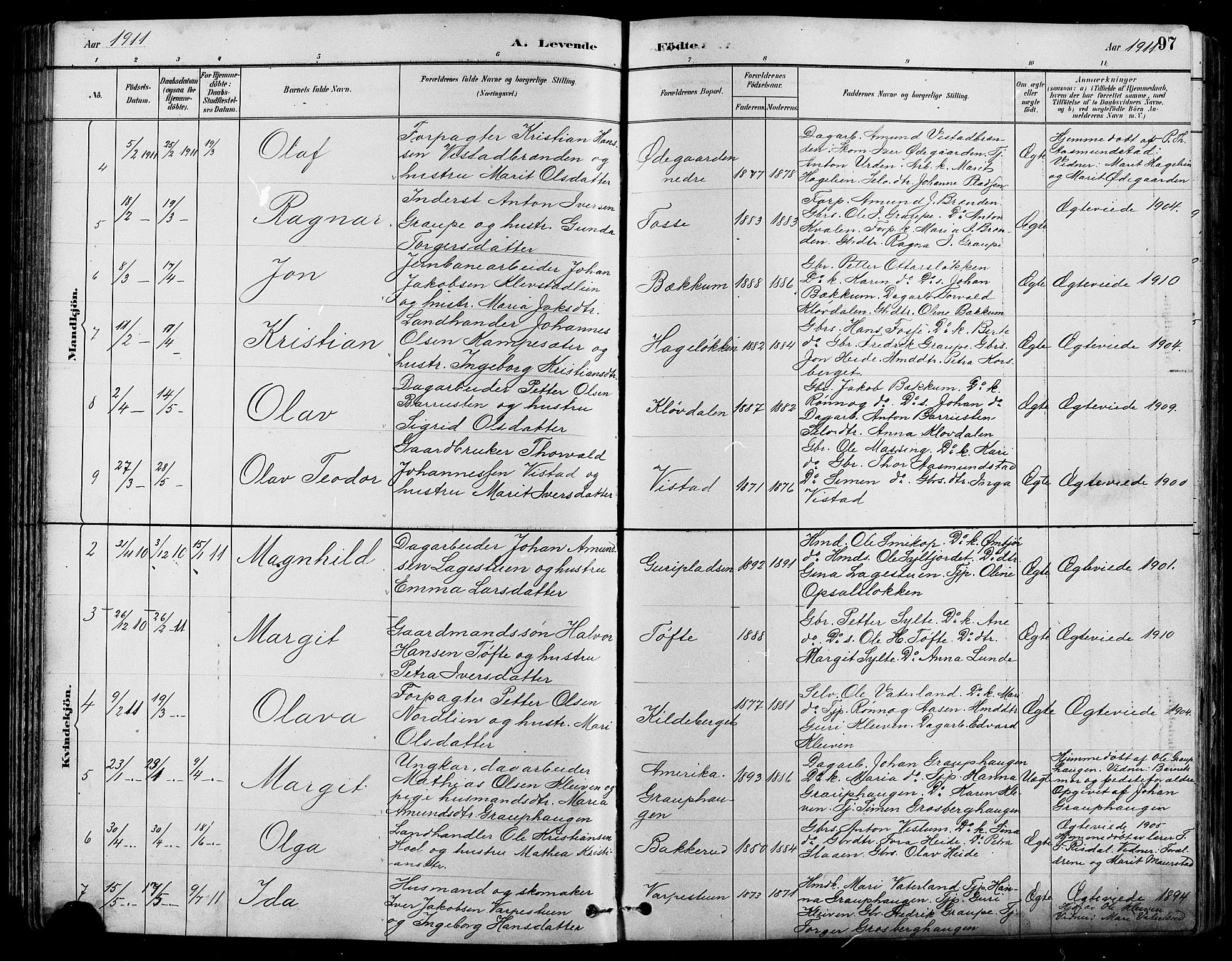 Nord-Fron prestekontor, AV/SAH-PREST-080/H/Ha/Hab/L0005: Klokkerbok nr. 5, 1884-1914, s. 97