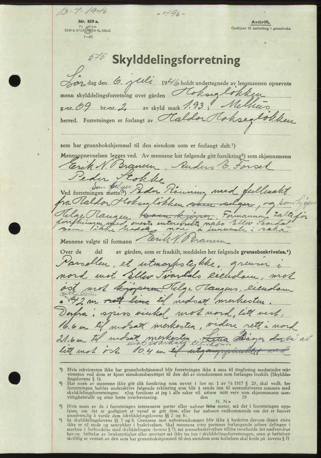 Gauldal sorenskriveri, SAT/A-0014/1/2/2C: Pantebok nr. A2, 1946-1946, Dagboknr: 575/1946