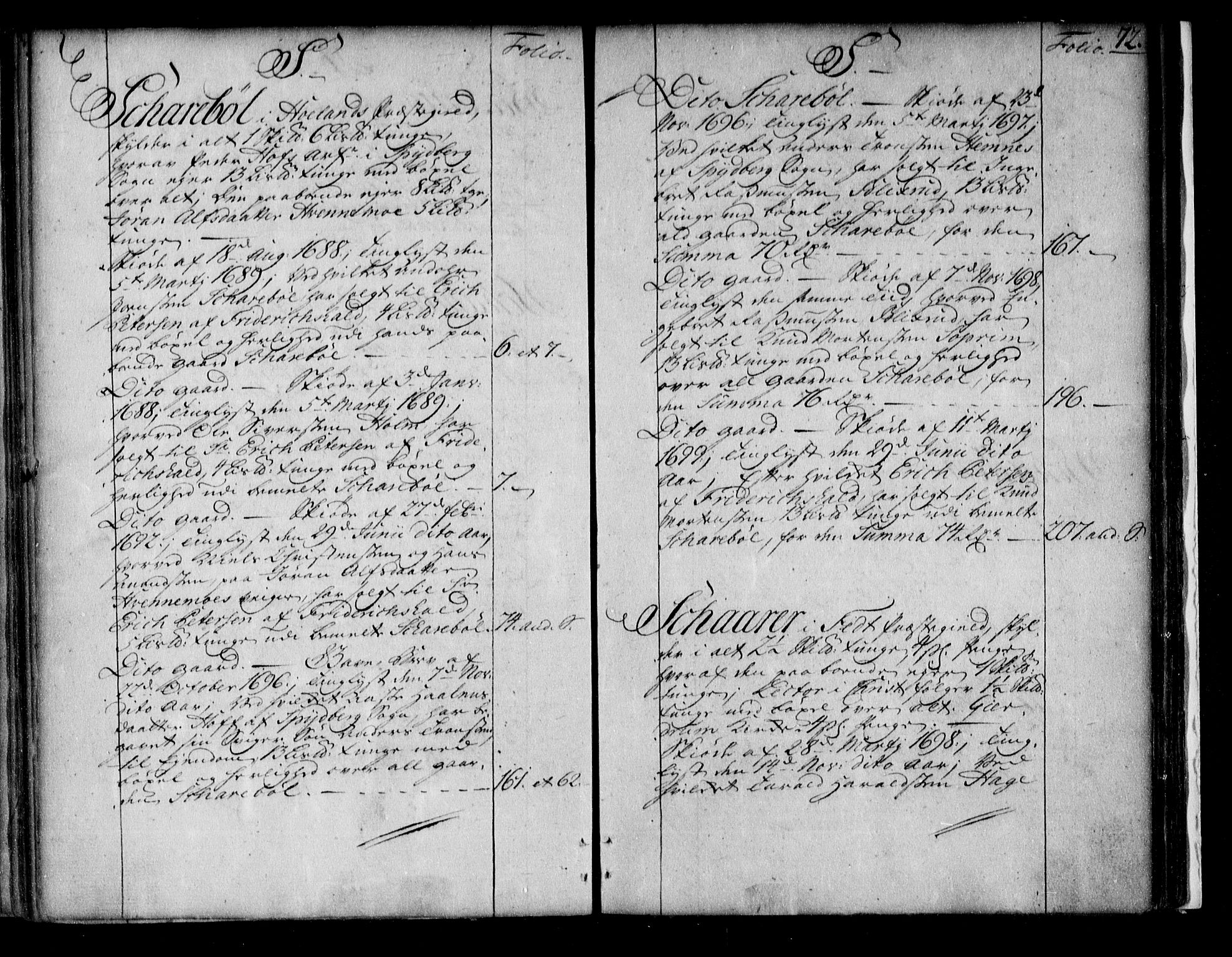 Nedre Romerike sorenskriveri, SAO/A-10469/G/Ga/Gaa/L0001: Panteregister nr. I 1, 1688-1704, s. 72