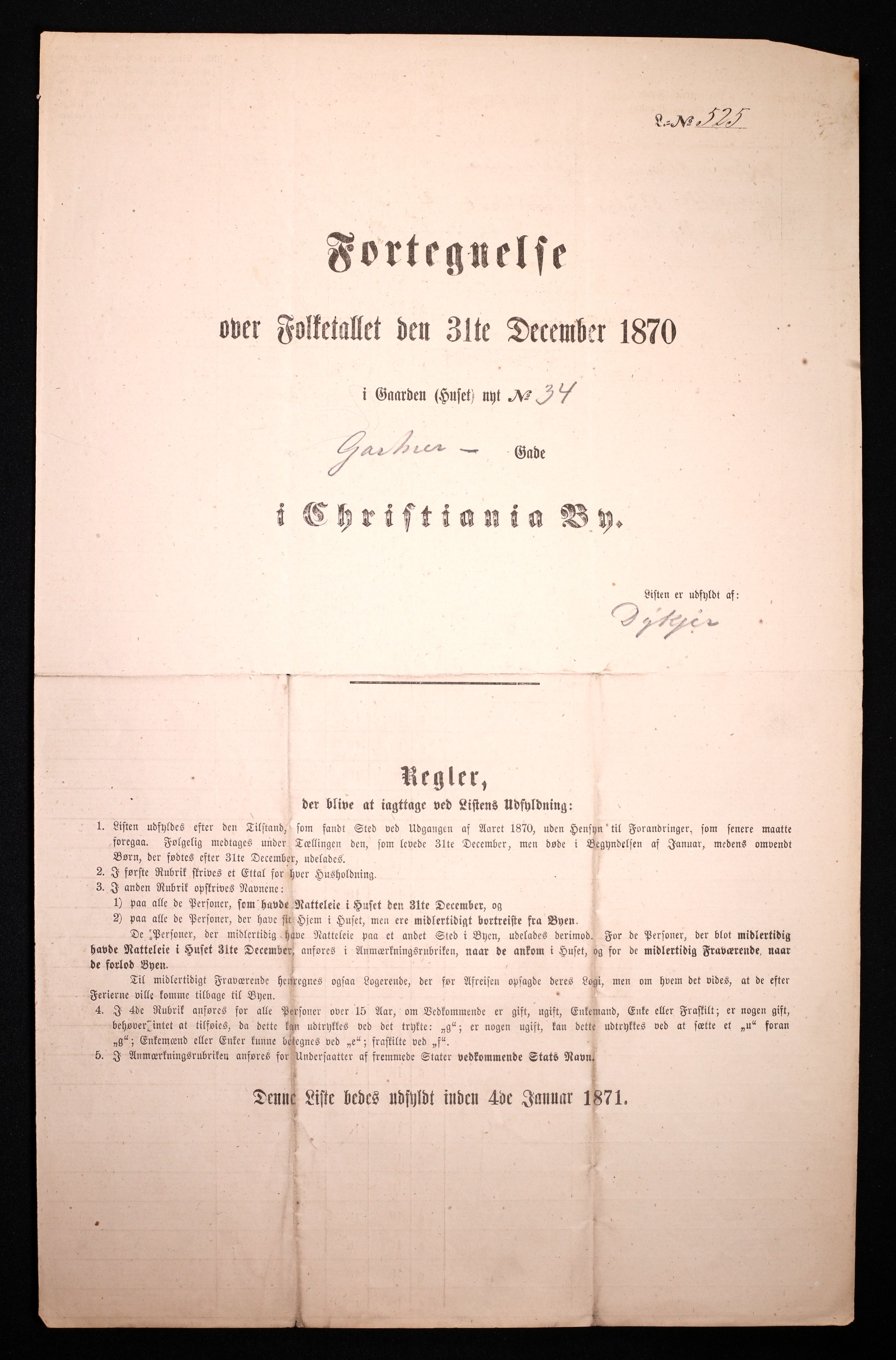 RA, Folketelling 1870 for 0301 Kristiania kjøpstad, 1870, s. 1074