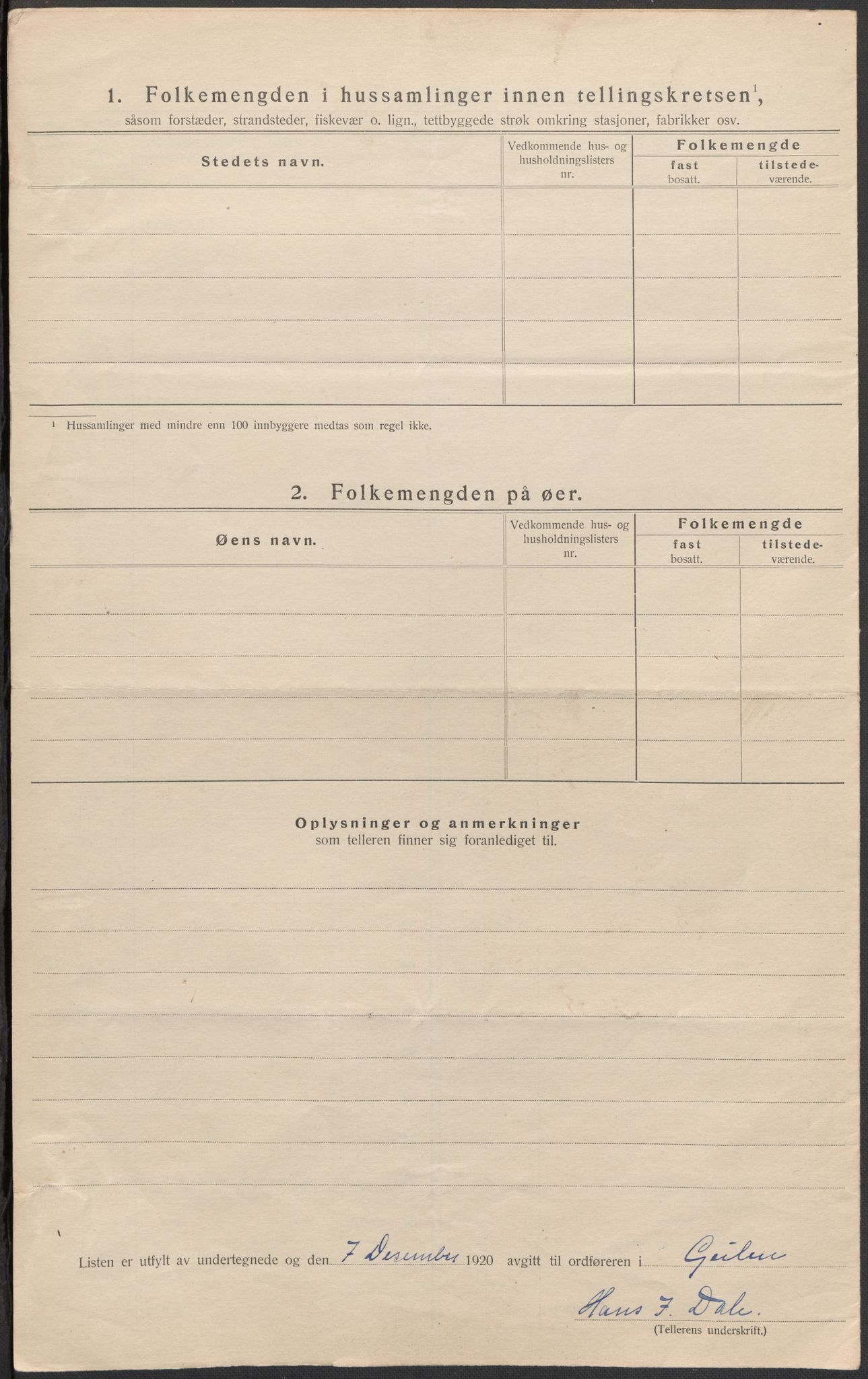 SAB, Folketelling 1920 for 1411 Gulen herred, 1920, s. 30