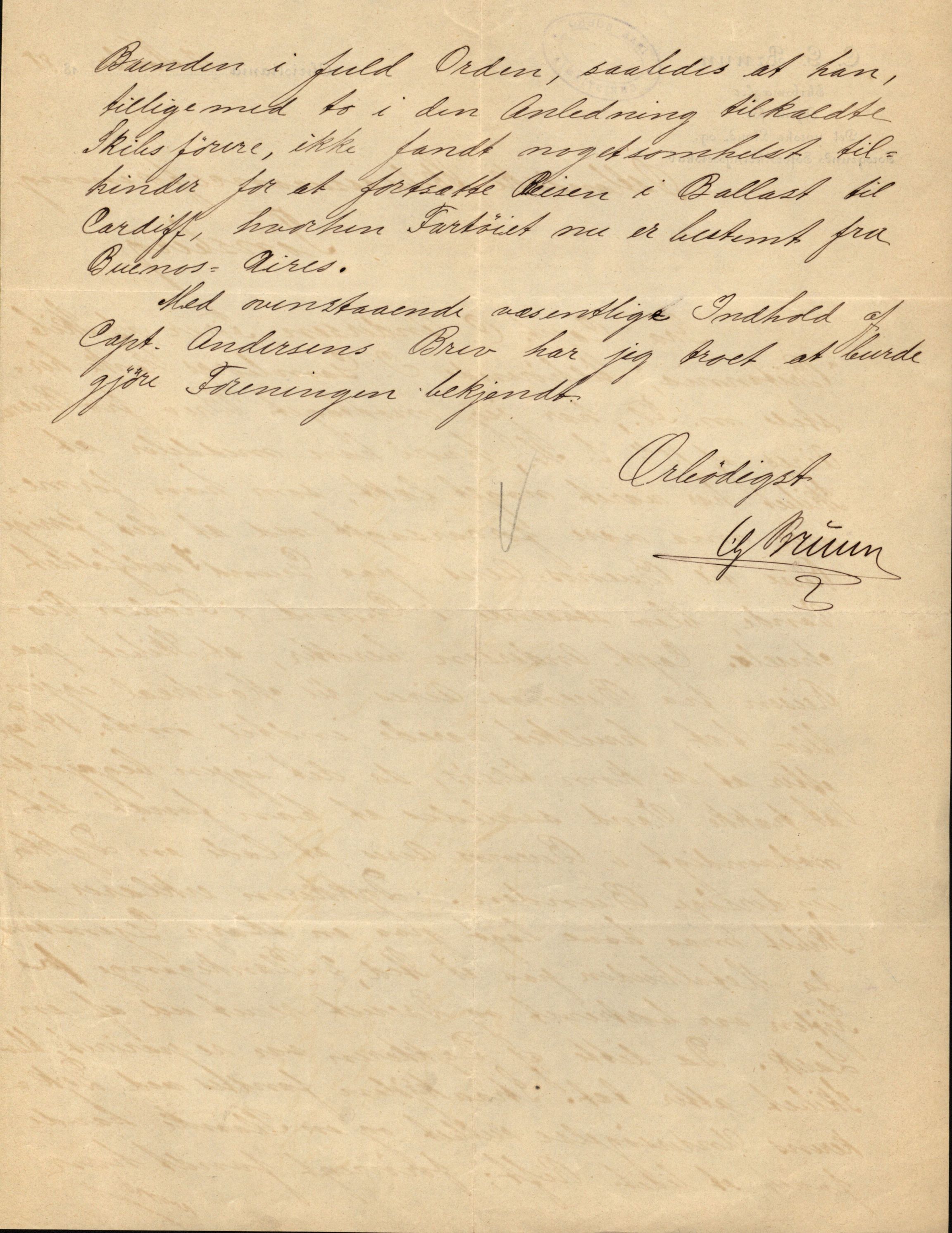 Pa 63 - Østlandske skibsassuranceforening, VEMU/A-1079/G/Ga/L0021/0008: Havaridokumenter / Betsy & Arnold, Bertrand, Brillant, Britania, 1888, s. 19