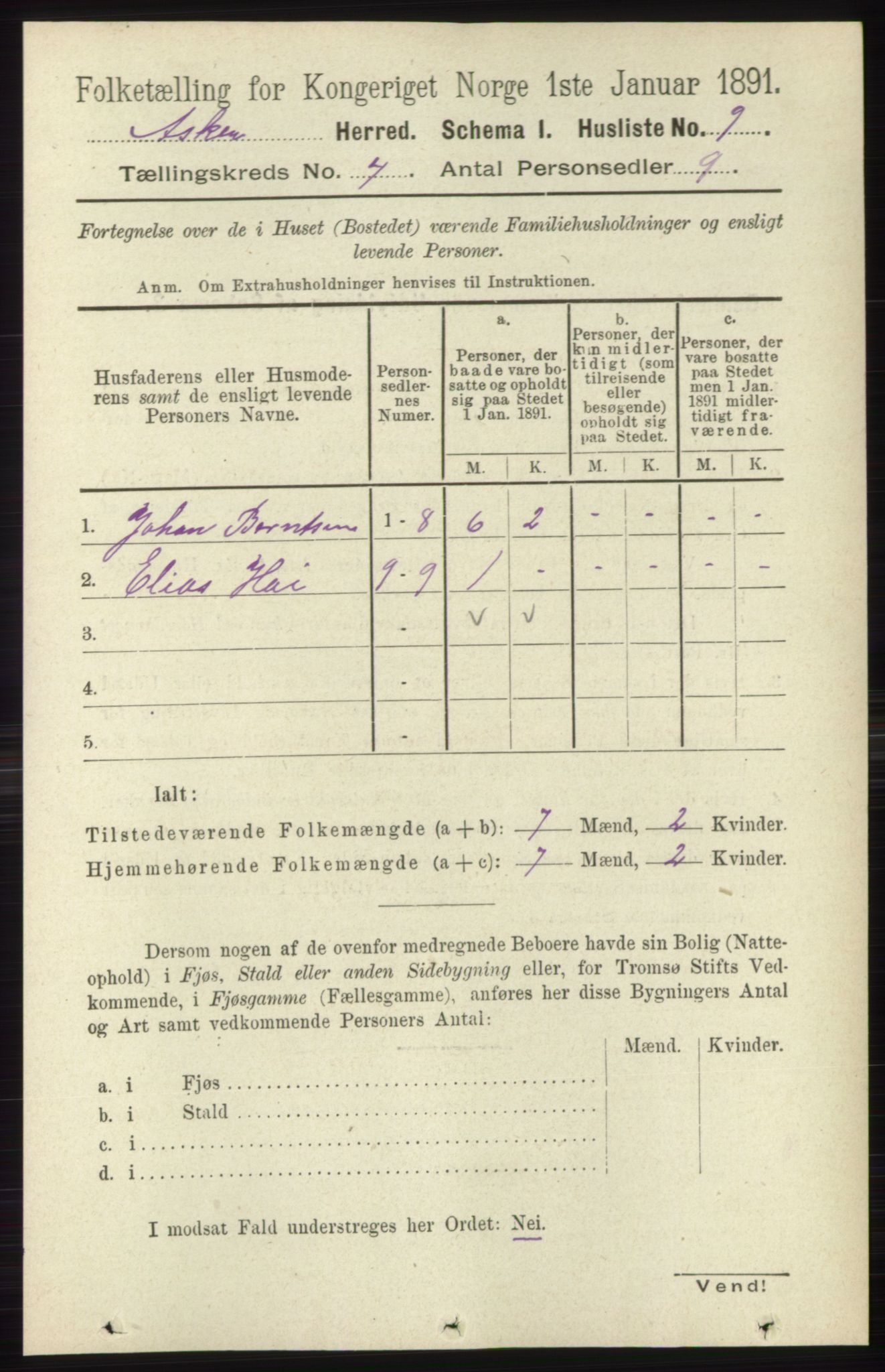 RA, Folketelling 1891 for 0220 Asker herred, 1891, s. 2839
