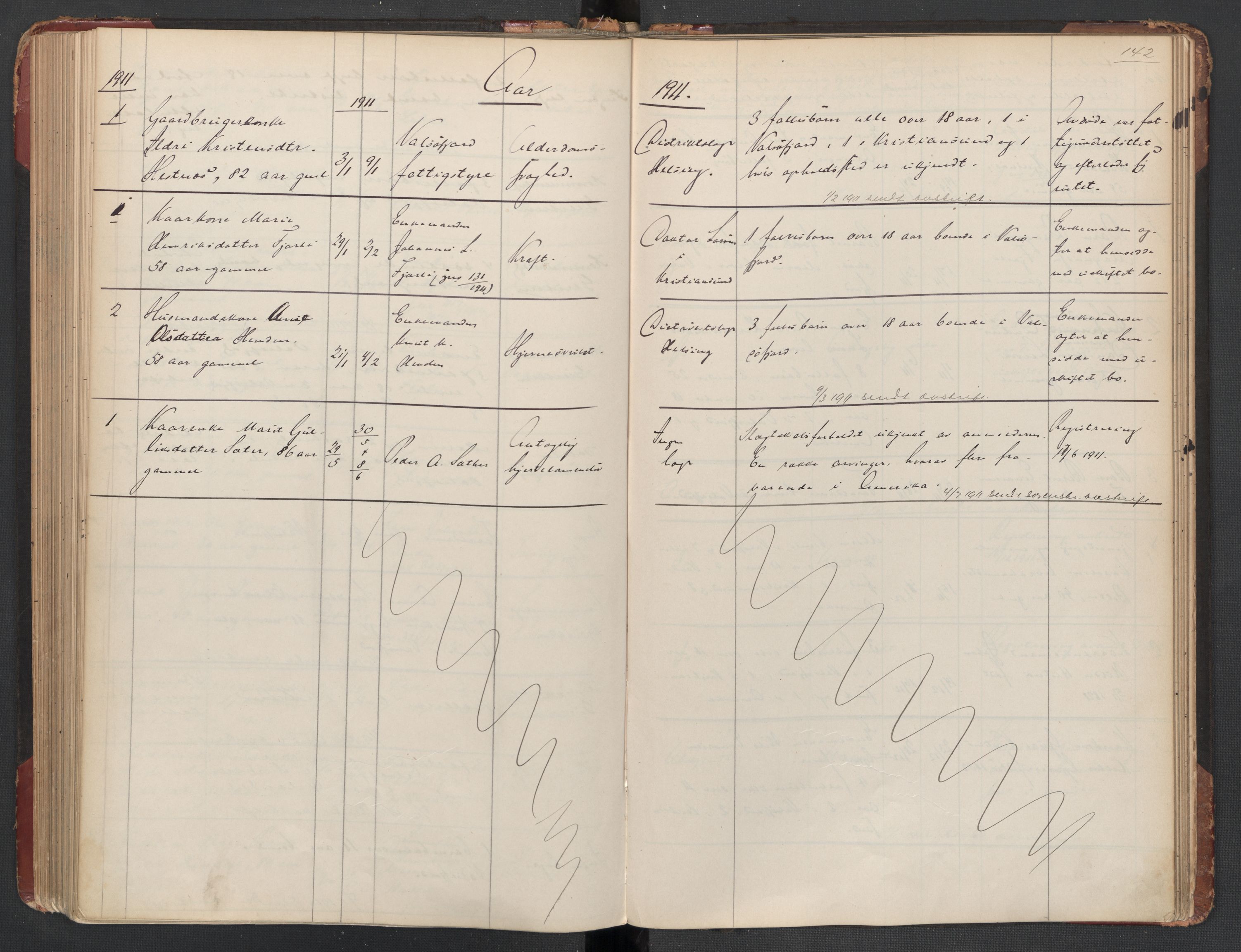 Aure lensmannskontor, AV/SAT-A-1088/1/02/L0003: 2.01.03 Dødsfallsprotokoll, 1906-1926, s. 142