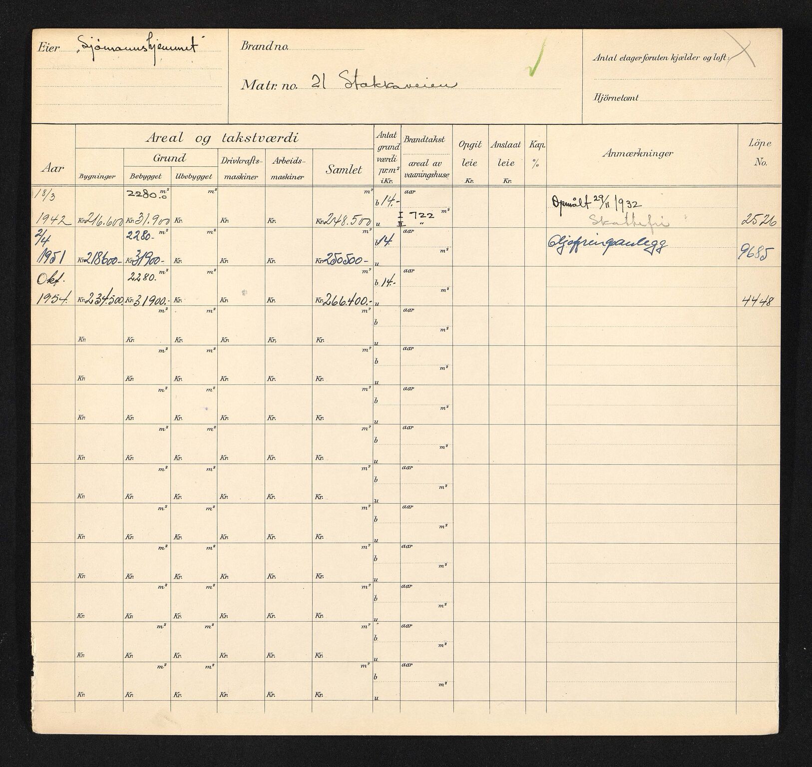 Stavanger kommune. Skattetakstvesenet, BYST/A-0440/F/Fa/Faa/L0040/0008: Skattetakstkort / Stokkaveien 8 - 61
