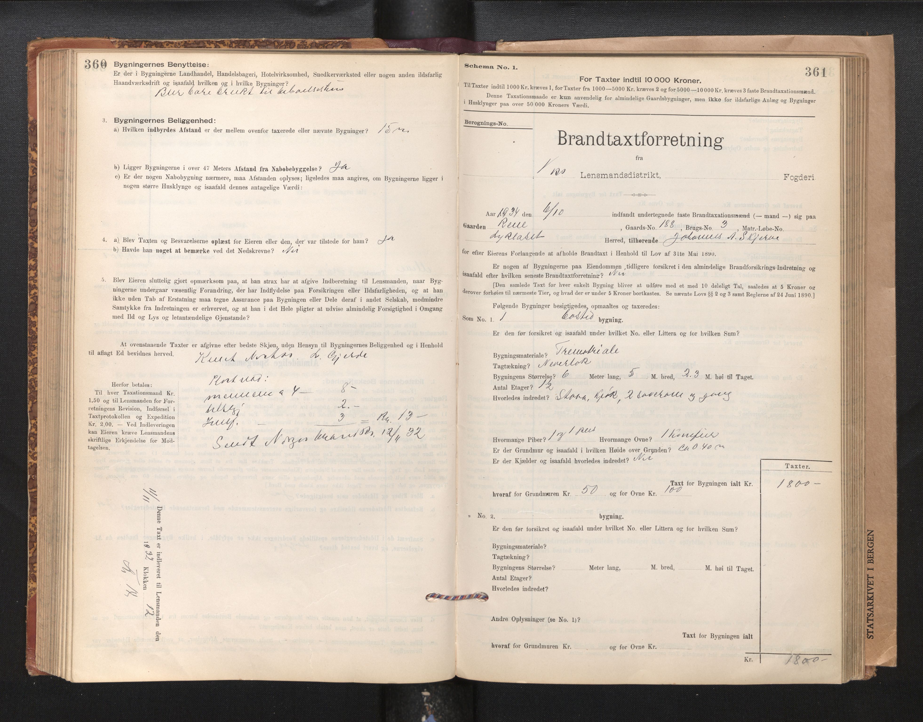 Lensmannen i Voss, SAB/A-35801/0012/L0008: Branntakstprotokoll, skjematakst, 1895-1945, s. 360-361