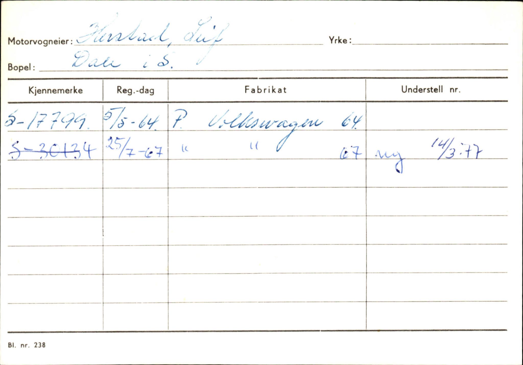 Statens vegvesen, Sogn og Fjordane vegkontor, SAB/A-5301/4/F/L0125: Eigarregister Sogndal V-Å. Aurland A-Å. Fjaler A-N, 1945-1975, s. 2026