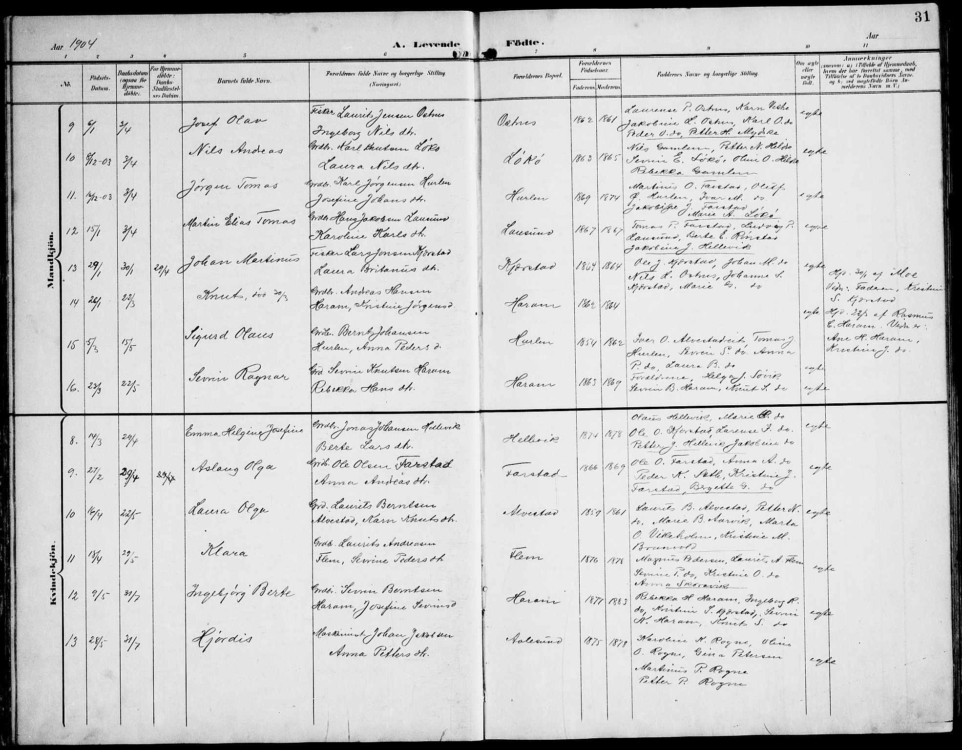 Ministerialprotokoller, klokkerbøker og fødselsregistre - Møre og Romsdal, AV/SAT-A-1454/536/L0511: Klokkerbok nr. 536C06, 1899-1944, s. 31