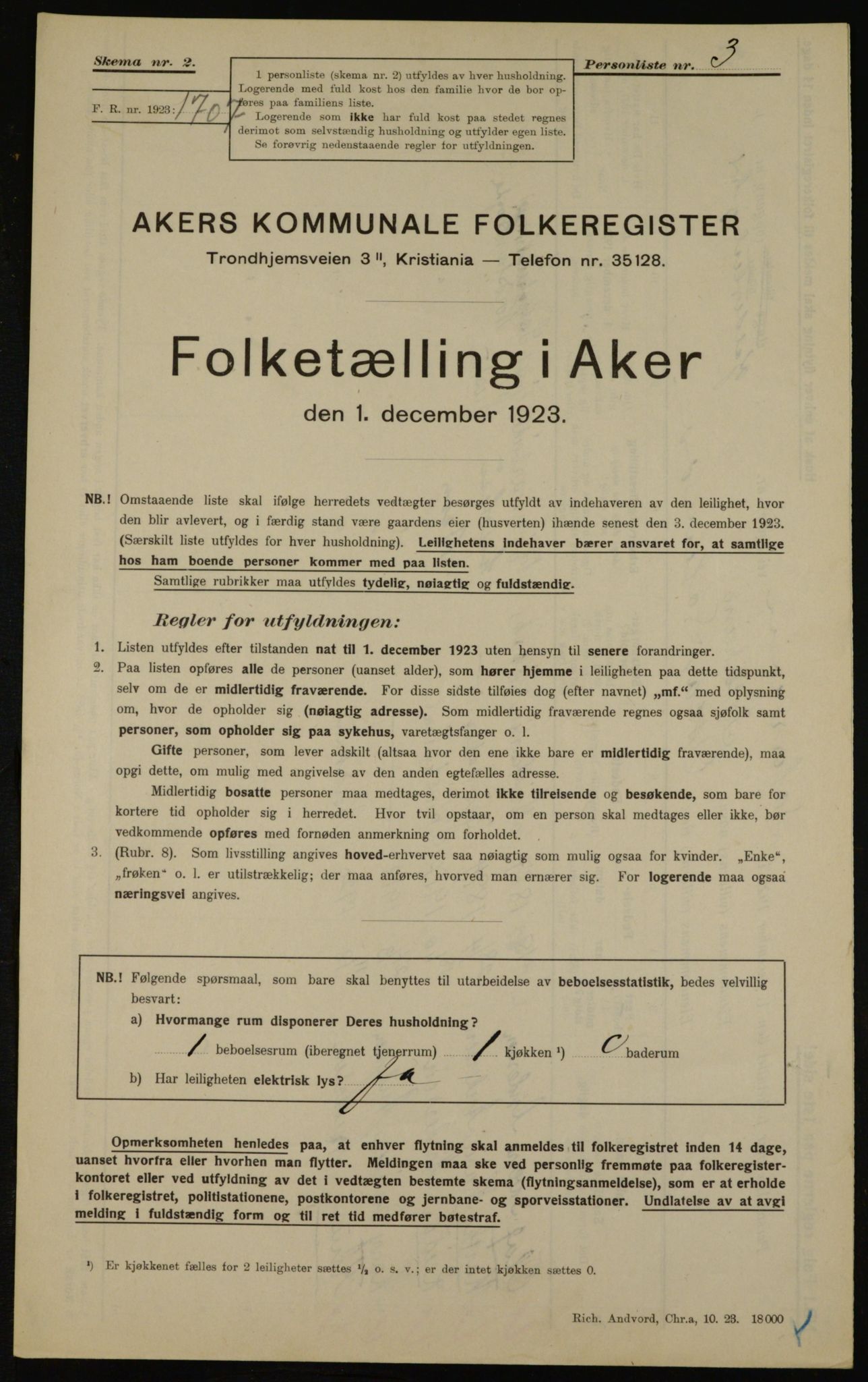 , Kommunal folketelling 1.12.1923 for Aker, 1923, s. 46366