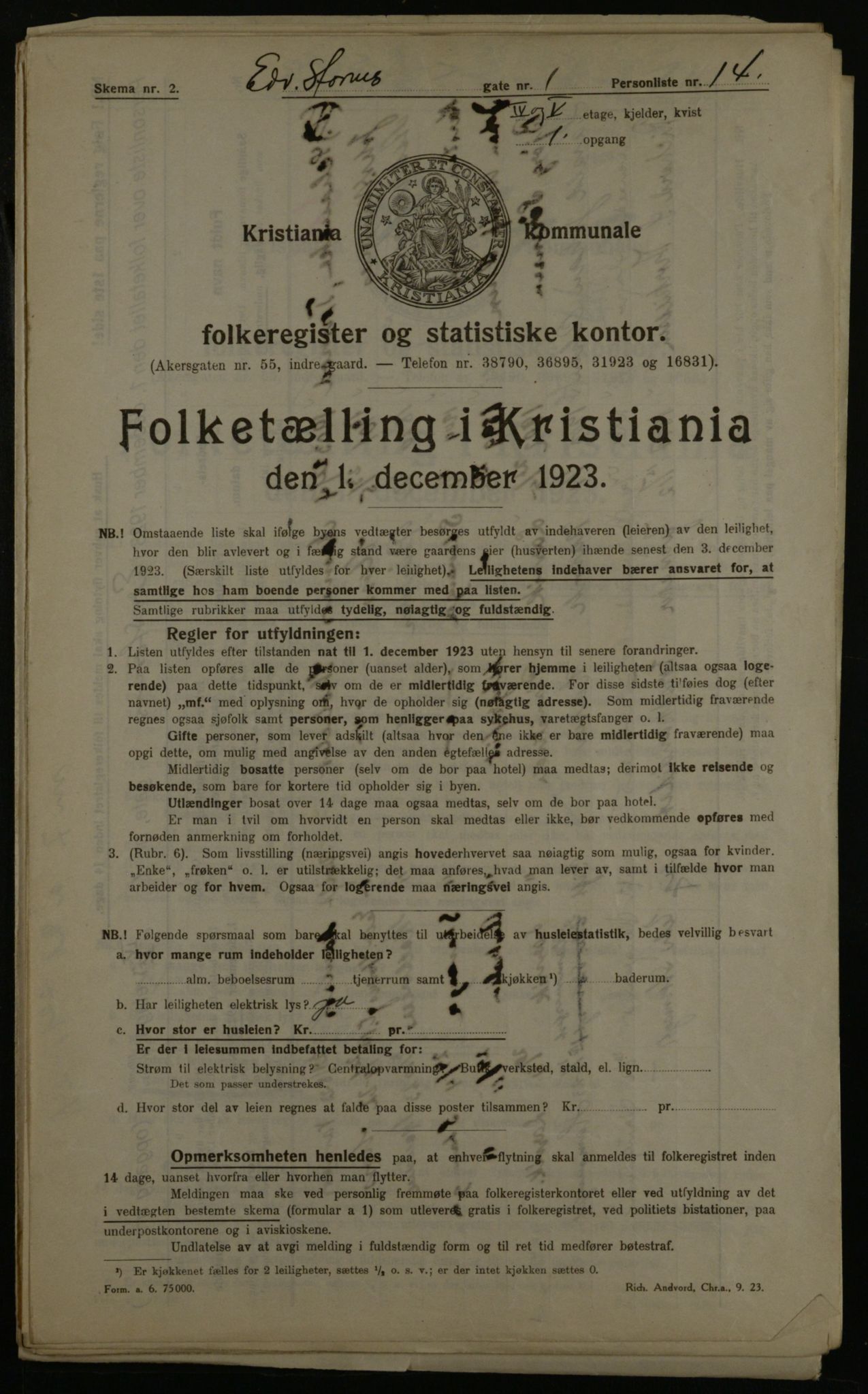 OBA, Kommunal folketelling 1.12.1923 for Kristiania, 1923, s. 20890