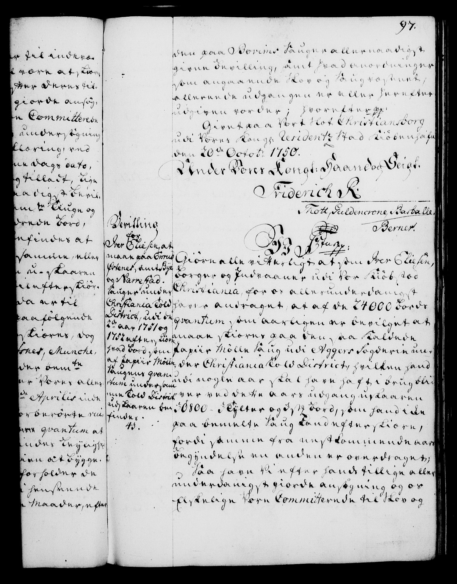 Rentekammeret, Kammerkanselliet, RA/EA-3111/G/Gg/Gga/L0006: Norsk ekspedisjonsprotokoll med register (merket RK 53.6), 1749-1759, s. 97