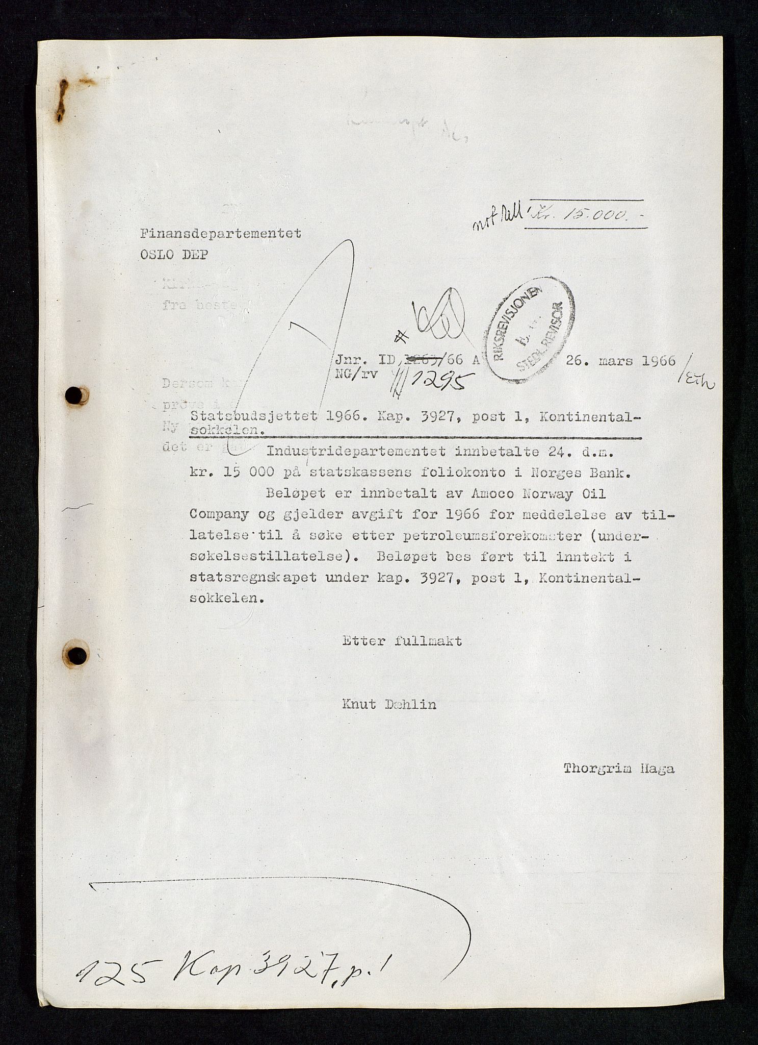 Industridepartementet, Oljekontoret, AV/SAST-A-101348/Da/L0002: Arkivnøkkel 711 Undersøkelses- og utvinningstillatelser, 1964-1974, s. 387