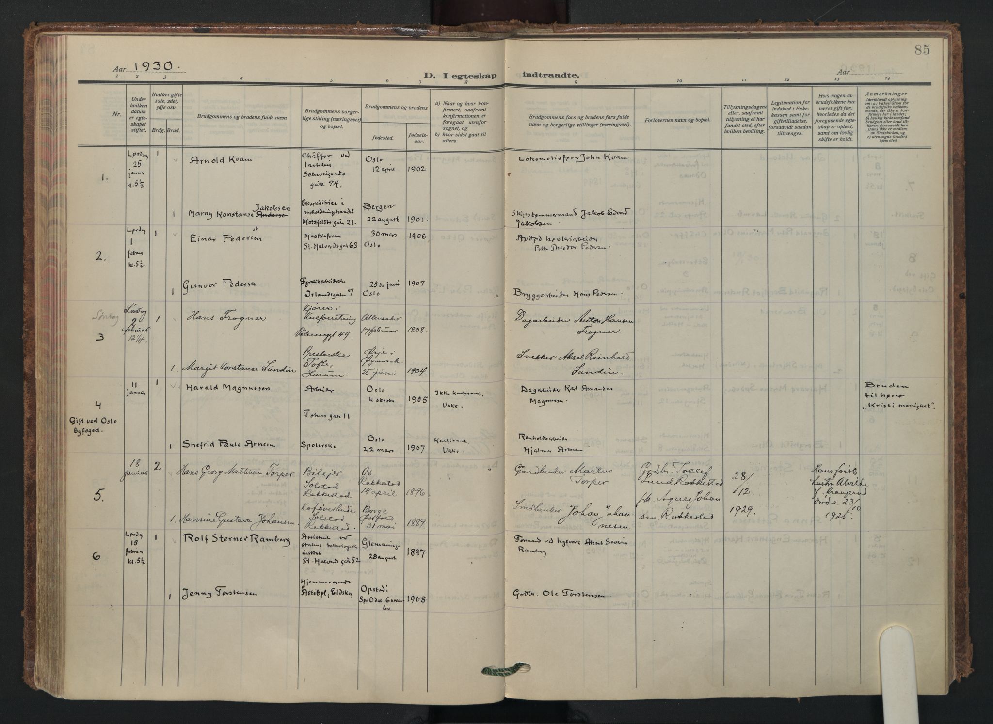 Vålerengen prestekontor Kirkebøker, AV/SAO-A-10878/F/Fa/L0005: Ministerialbok nr. 5, 1924-1936, s. 85
