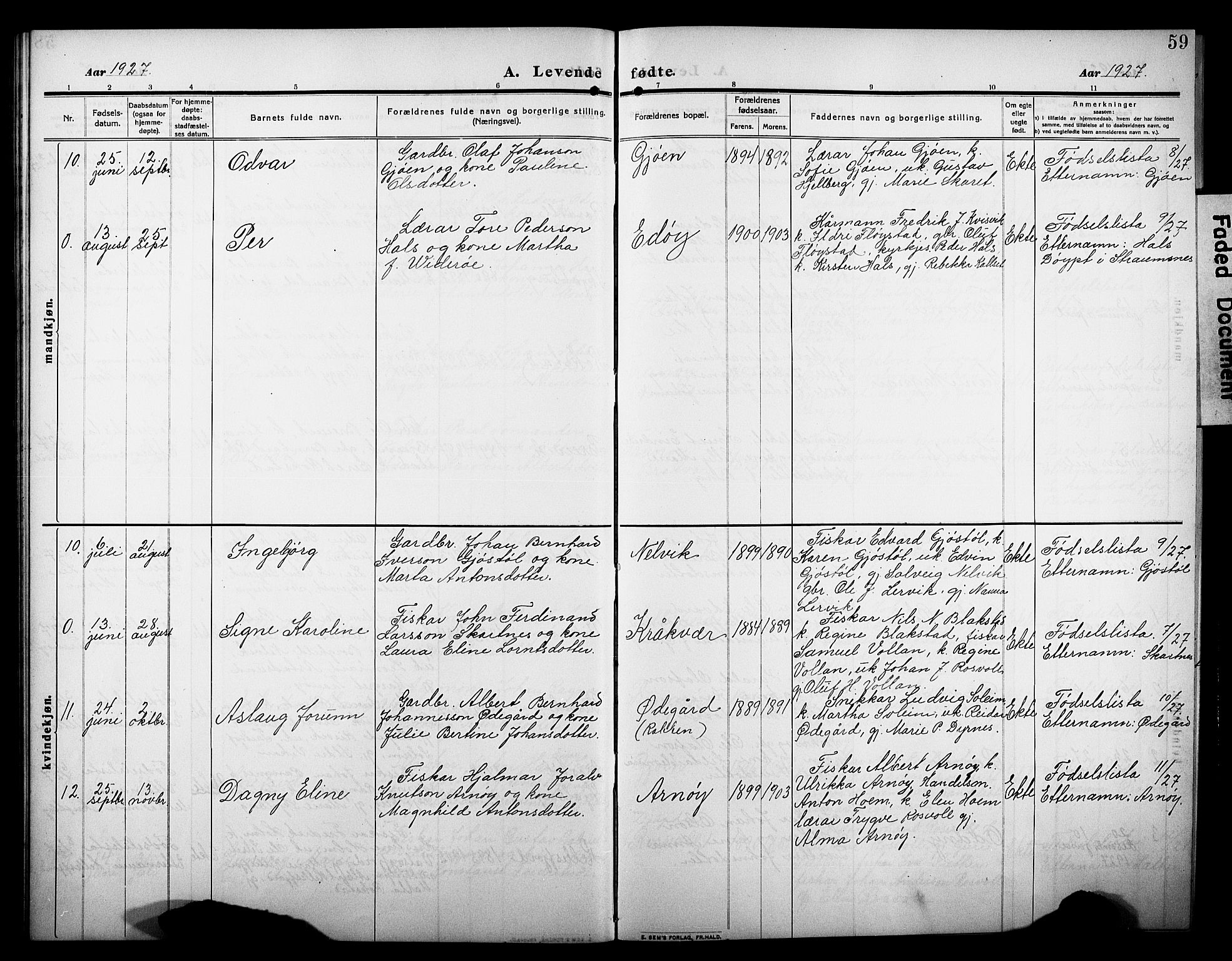 Ministerialprotokoller, klokkerbøker og fødselsregistre - Møre og Romsdal, AV/SAT-A-1454/581/L0943: Klokkerbok nr. 581C01, 1909-1931, s. 59