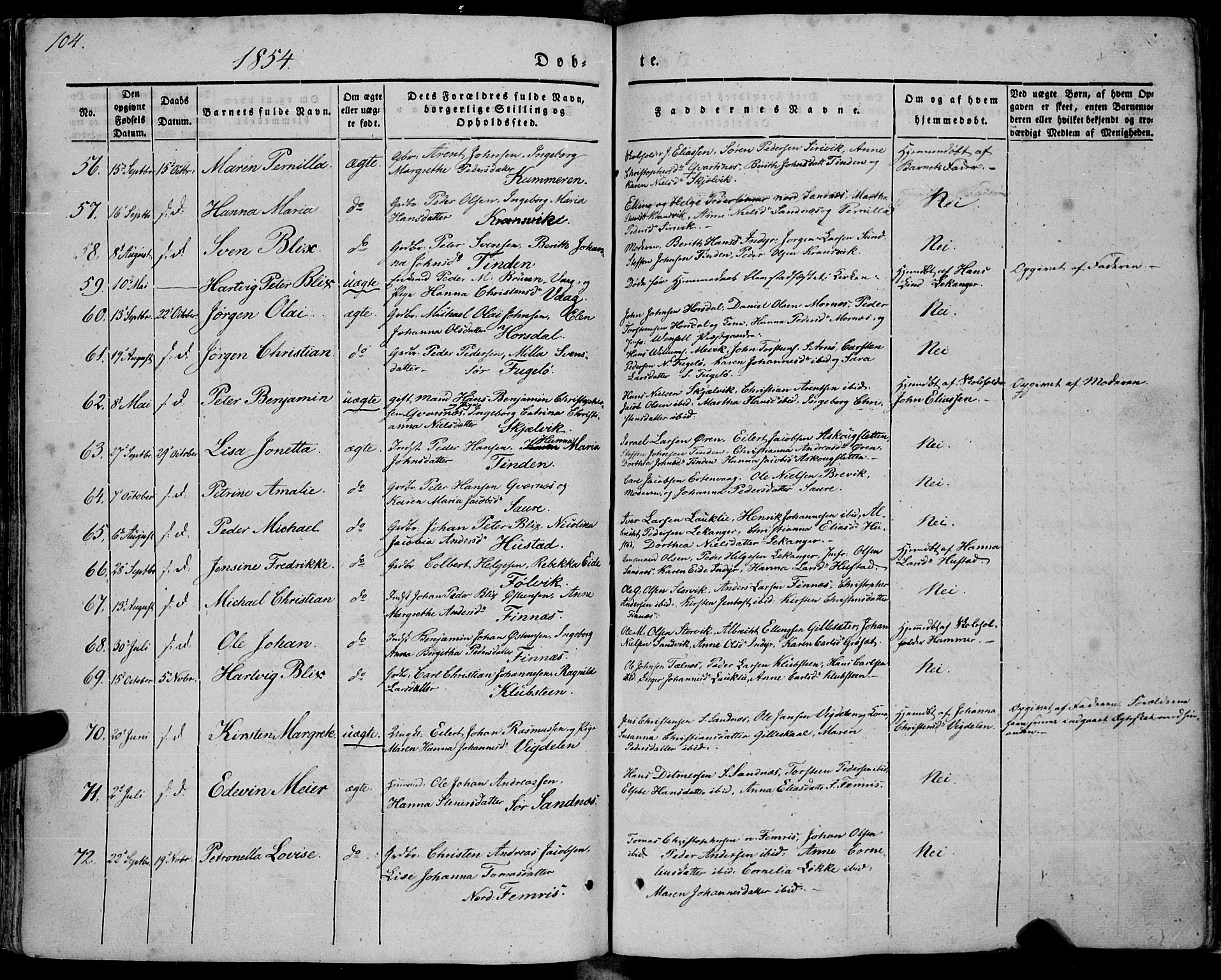 Ministerialprotokoller, klokkerbøker og fødselsregistre - Nordland, AV/SAT-A-1459/805/L0097: Ministerialbok nr. 805A04, 1837-1861, s. 104